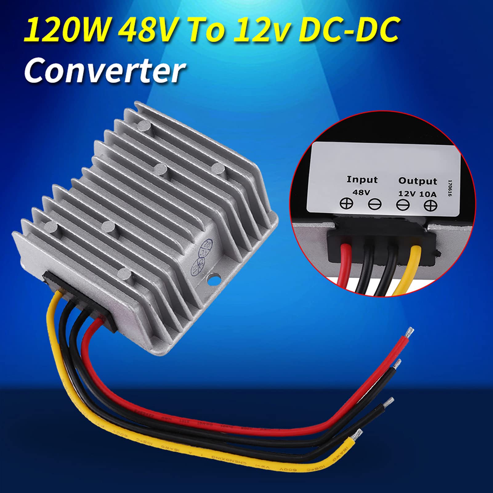 Convertisseur DC-DC 48V vers 12V 120W Étanche IP68 Haute Efficacité pour Véhicule Électrique et Chariot de Module de Tension Régulateur d'Alimentation