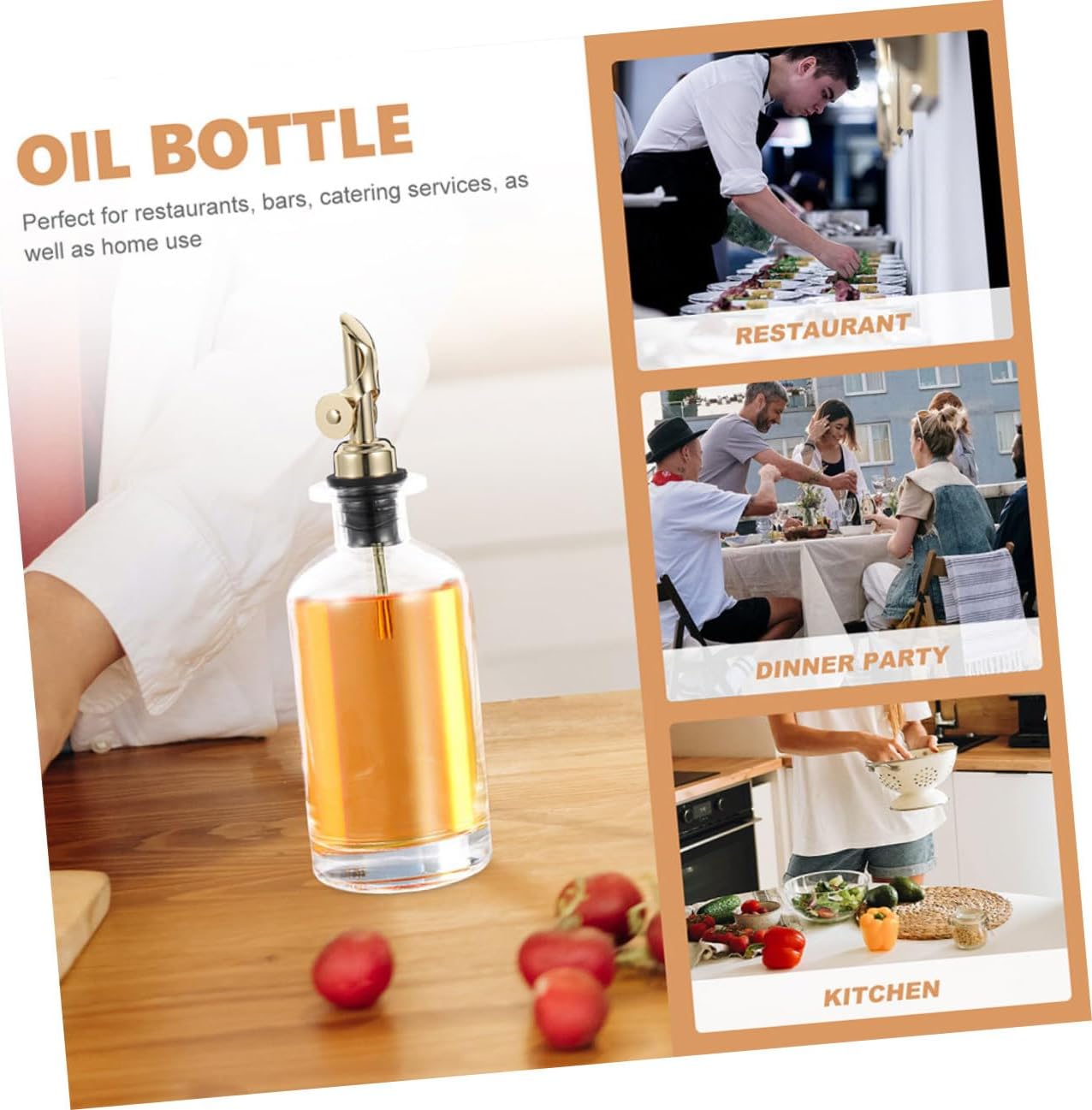 2pcs 500ml Glass Oil and Soy Sauce Dispenser Bottles with Automatic Open-close Pourer, Kitchen Seasoning Holder for Vinegar and Olive Oil, Gold Set with Protective Foam Box