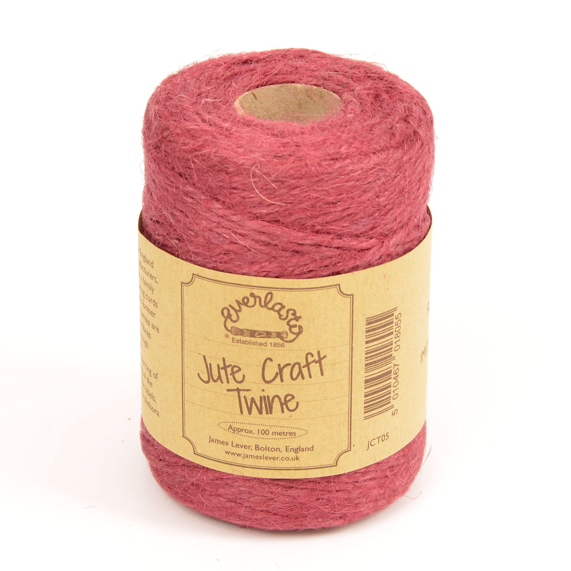 Everlasto Raspberry Natural Coloured Jute Craft Twine 100M Spools (Raspberry)