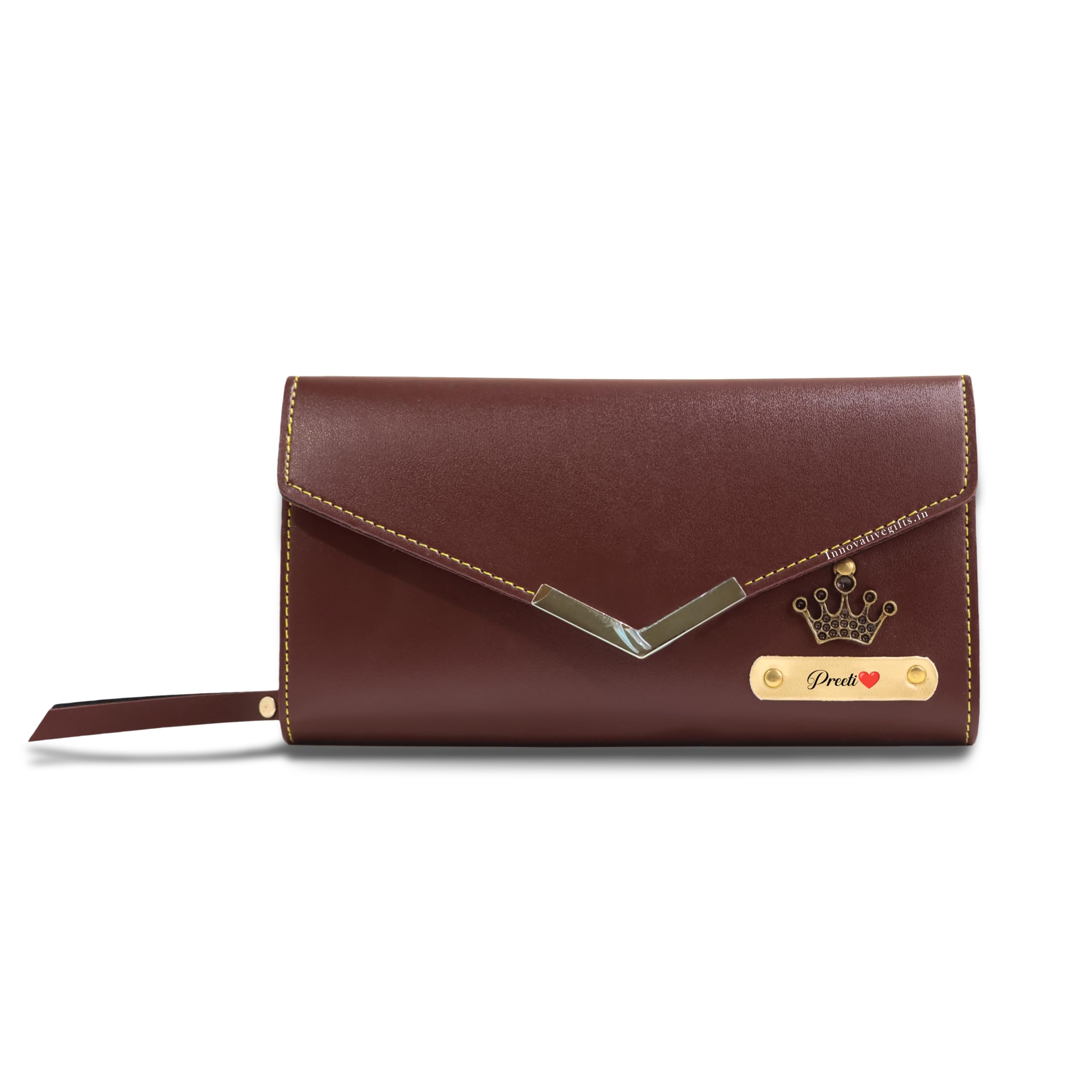 Women's Personalized Leather Wallet with Name & Charm I Customized 3-Fold Ladies Clutch I Stylish Purse Gift for Girlfriend Wife Mother Sister Birthday Anniversary - Brown-image-34