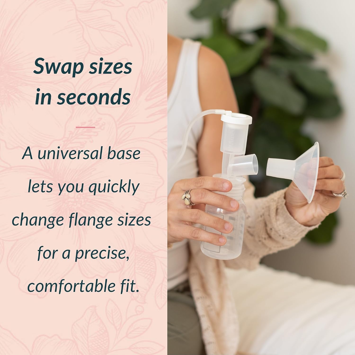 Ameda CustomFit™ Two‑Piece Breast Flanges (21mm Flanges) | Works with HygieniKit and MYA Joy, MYA Joy Plus and Pearl Breast Pumps | Breast Pump Flange | Ameda Pump Parts | 2 Count