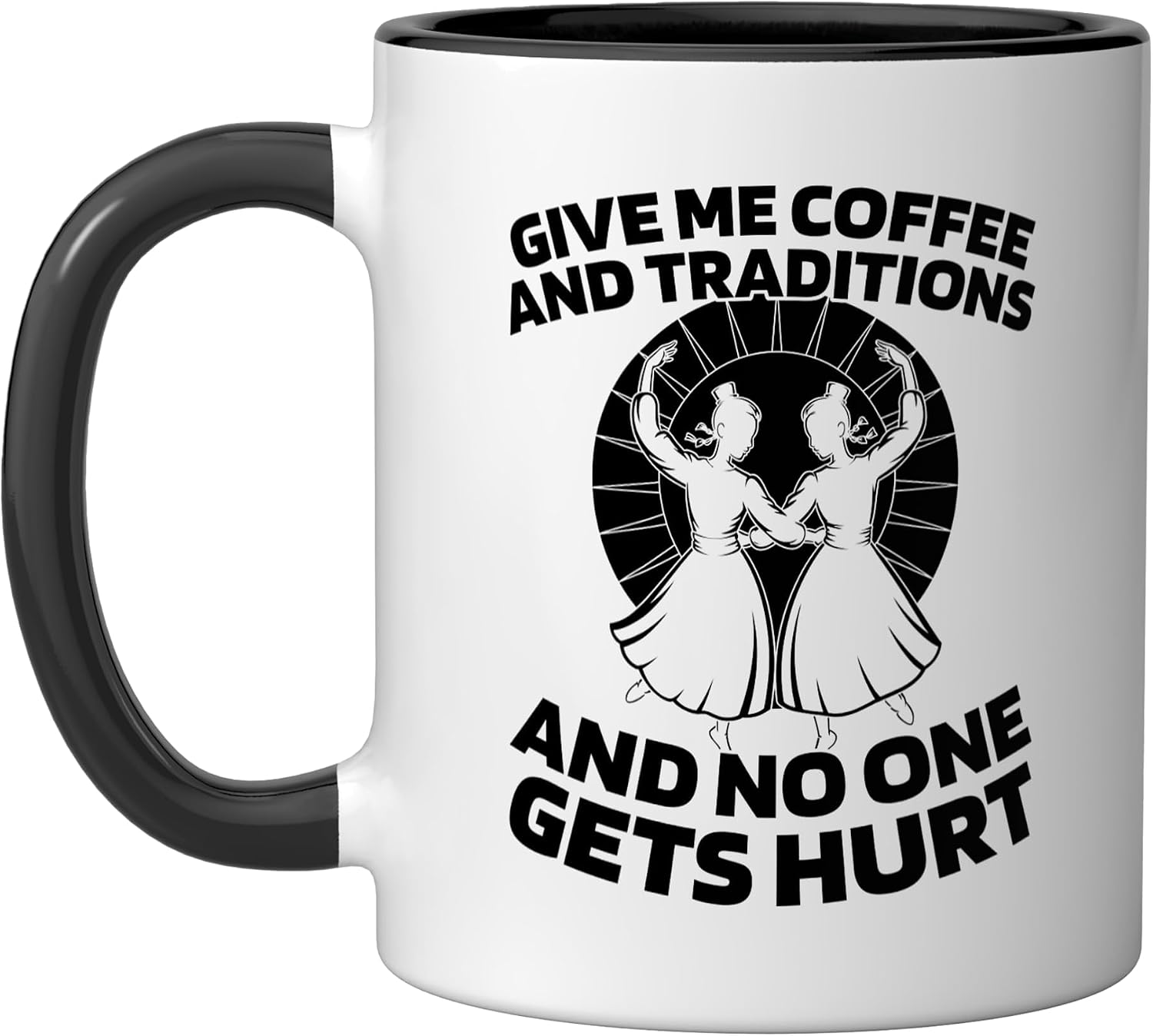Group Dance - Traditional Cultural Folk Dance Ceramic Mug, Black/White