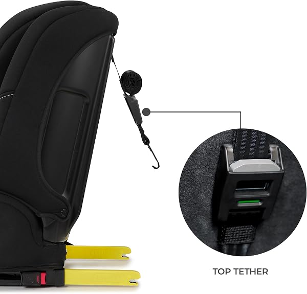 Kinderkraft SAFETY FIX 3 PRO, Silla de Coche i-Size 76–150 cm, ISOFIX, Top Tether, Protección Lateral H-GUARD, Arnés 5 Puntos, Funda Lavable, Fácil Instalación, Negro - 5