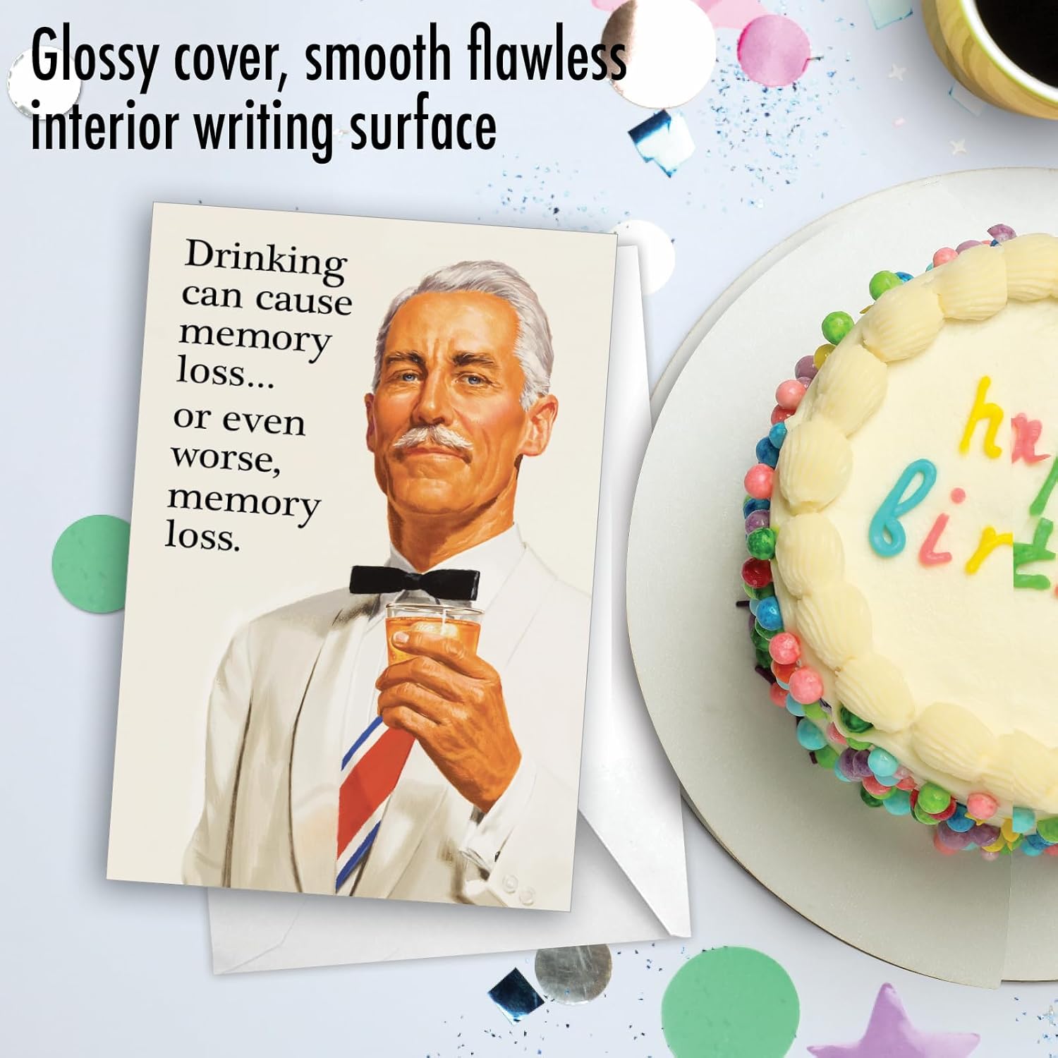 NobleWorks - Hilarious Birthday Greeting Card with 5 x 7 Inch Envelope (1 Card) Bday May Cause Memory Loss Birthday 4301 image 3