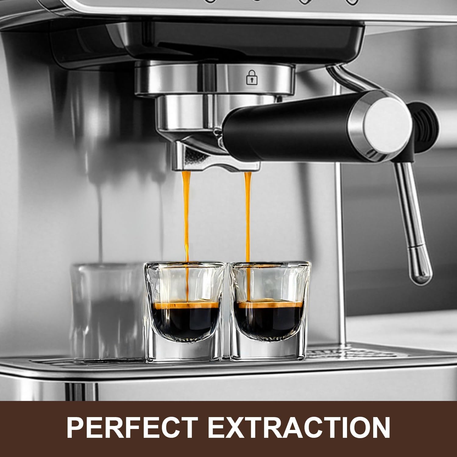 Espresso machine 20 Bar, Espresso Maker with Powerful Steam Milk Frother, Stainless Steel Coffee Machine with Fast Heating System for Latte, Cappuccino