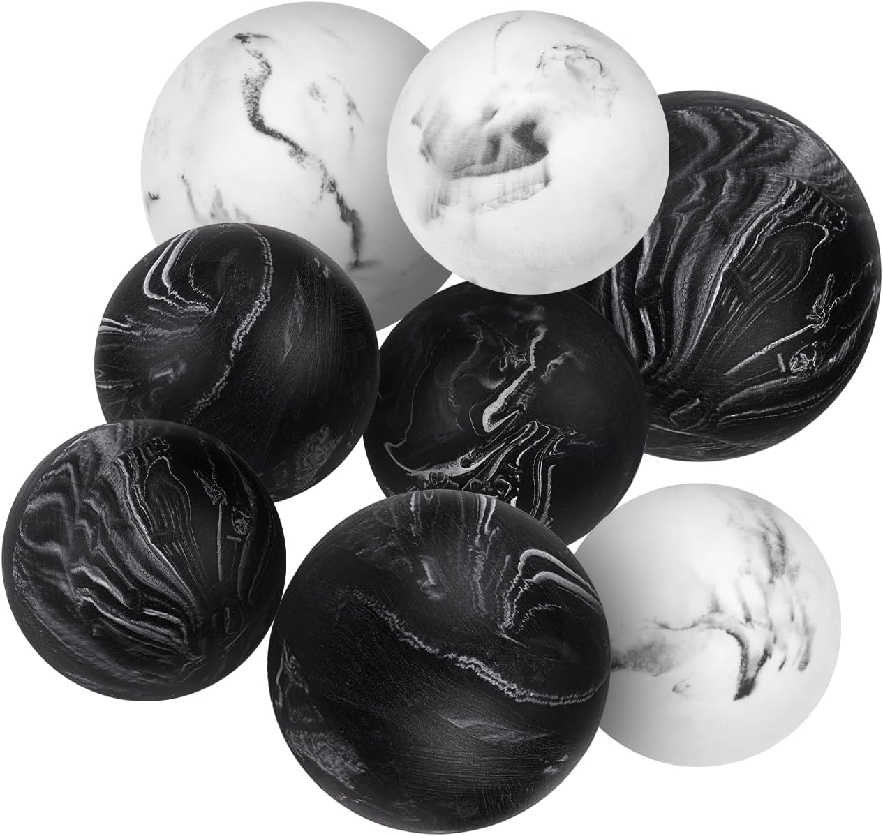 Creative Scents Marble Look Decorative Bowl with matching Set of 8 Balls for Coffee Table Centerpiece, Dining Table, Living Room