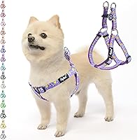 Vista 27 de PUPTECK Arnés para perro sin tirones, suave y ajustable, de nailon básico, chaleco para cachorros para caminar al aire libre con etiqueta