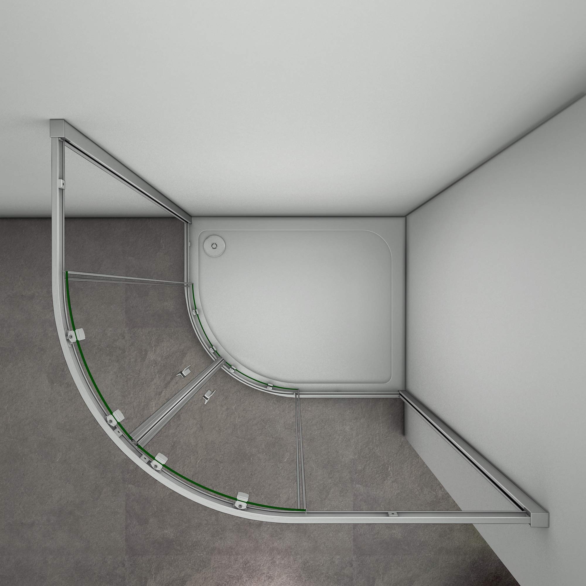 Mamparas de ducha Semicircular Puerta Corredera Gris Mate Curva Italiana 5mm 90x120x185cm