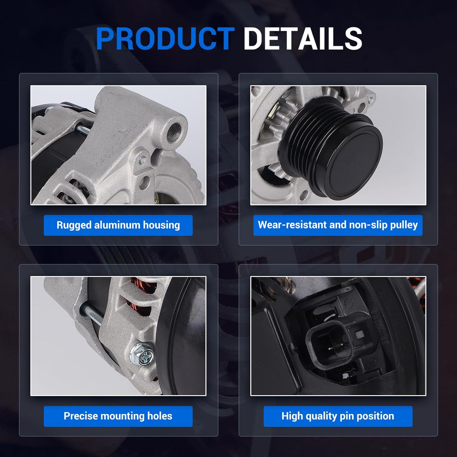 Autoround 04801624AD Alternator Fit for Dodge Journey 11-19, Grand Caravan 11-20, Avenger & Chrysler 200 & VW Routan 11-14, Town & Country 11-16, Ram C/V 12-15, V6 3.6L, 12V 160 Amp 6-Groove Pulley