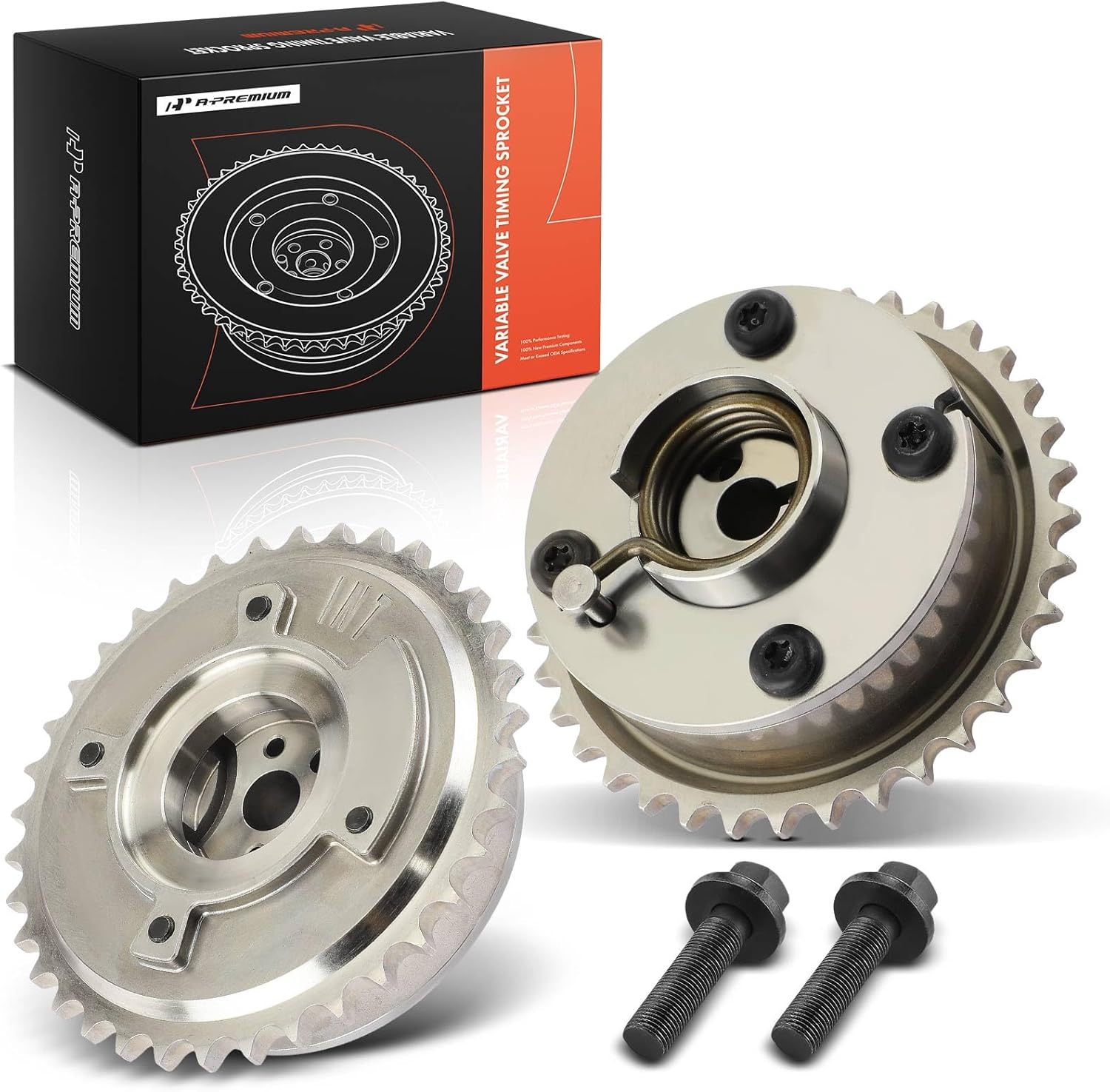 A-Premium Intake and Exhaust Engine Variable Valve Timing Sprocket Gear Cam Phaser Compatible with Toyota Camry 2010-2012, Highlander, RAV4, Sienna, Venza & Scion tC, 2-PC Set, Replace# 13050-36011