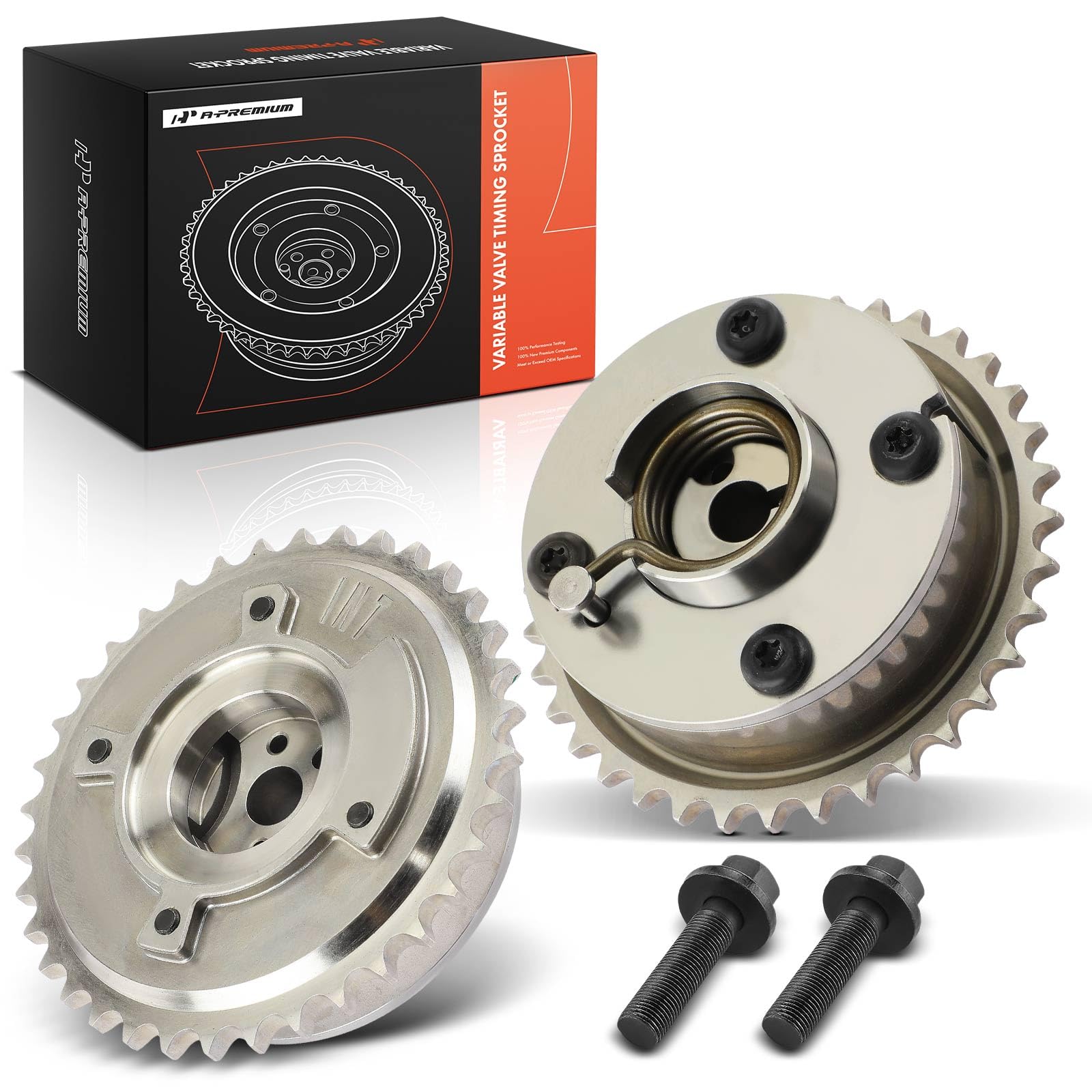 A-Premium Intake and Exhaust Engine Variable Valve Timing Sprocket Gear Cam Phaser Compatible with Toyota Camry 2010-2012, Highlander, RAV4, Sienna, Venza & Scion tC, 2-PC Set, Replace# 13050-36011