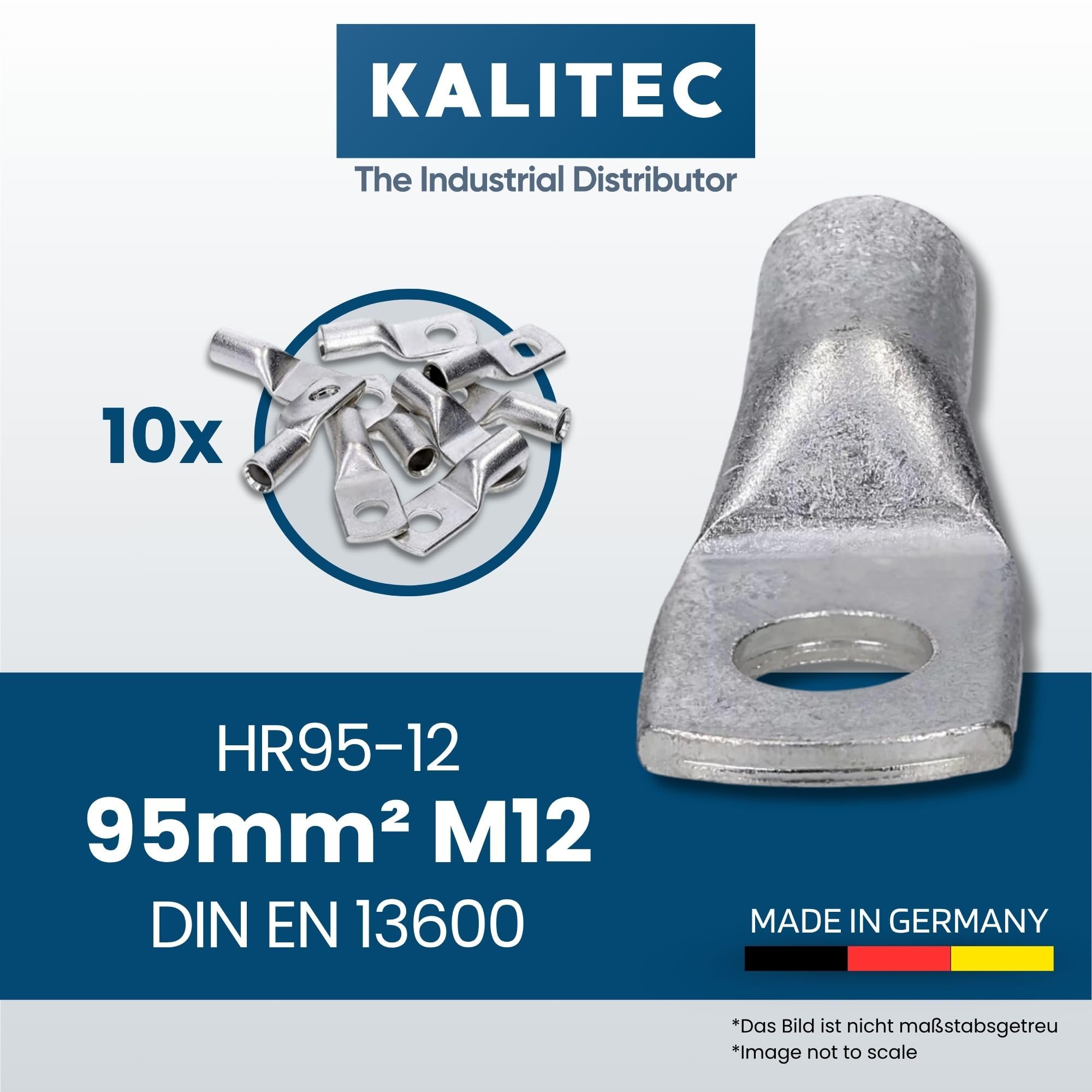 Kalitec 10x Rohrkabelschuhe 95mm² M12 - Kupfer Kabelquetschverbinder