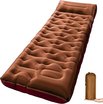 KASBAH Camping Sleeping Pad,6 inch Thick Inflatable Sleeping Pads with Built-in Foot Pump and Pillow,Ultralight Camping Mat Gear for Outdoor Hiking,Camping