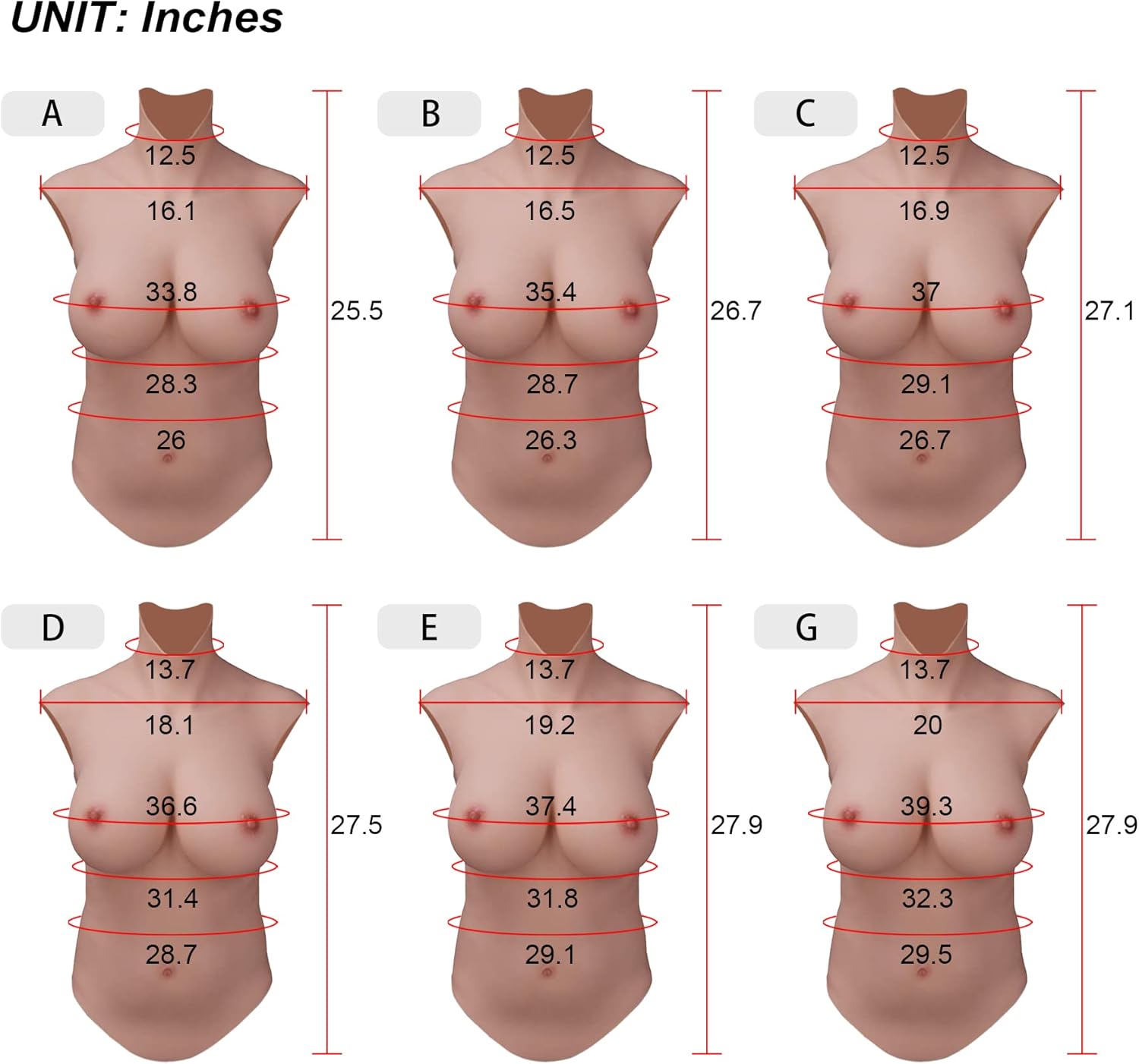 YIQI Silicone Half Body Breast Forms Silicone Filled Matte Realistic Skin Plus Size for Crossdresser Drag Queen