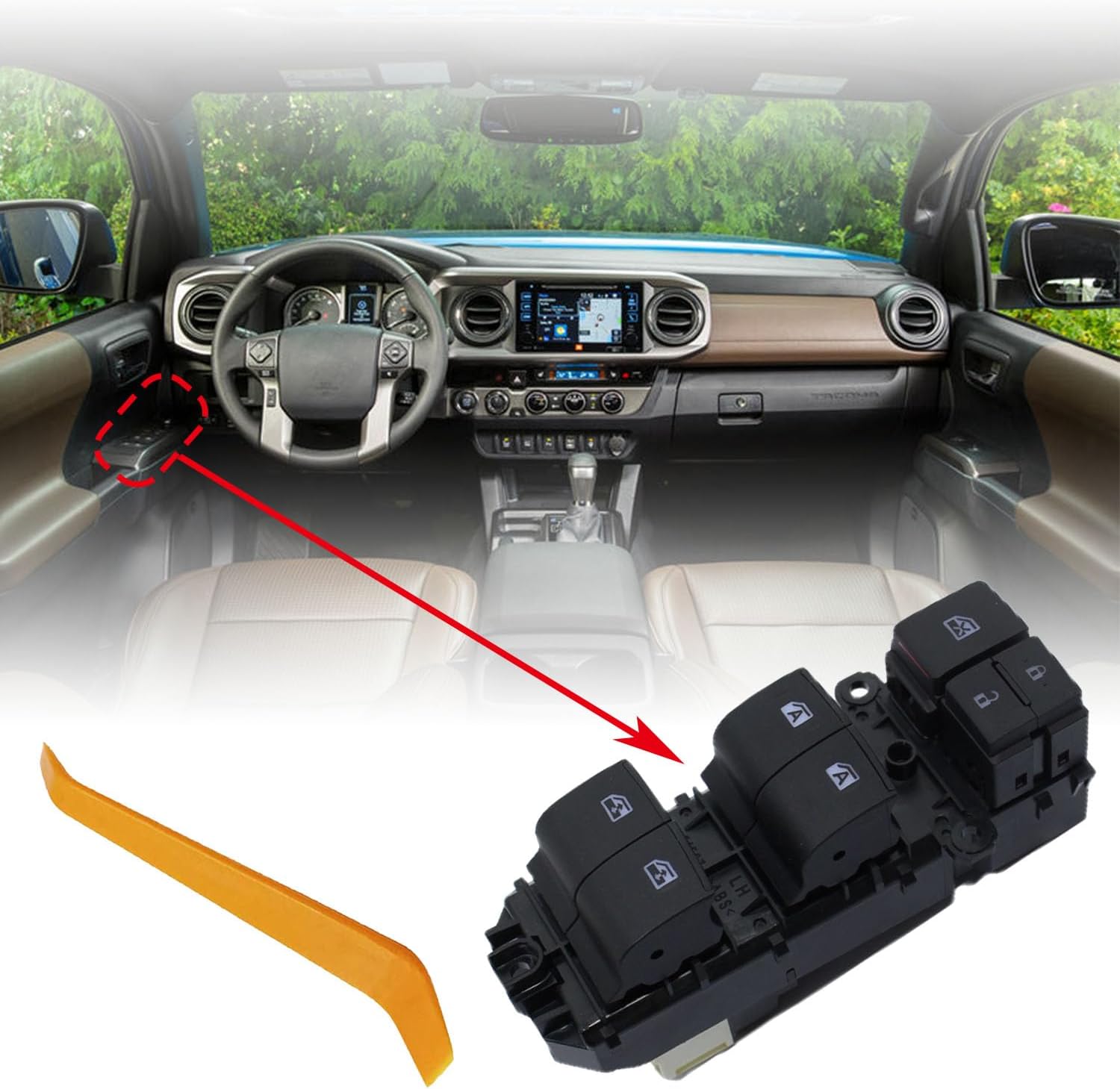 Front Left Driver Side Master Power Window Switch 84820-0E020 Compatible with Toyota Tacoma Highlander 2014-2021, Power Window Switch Button Fit for Highlander 2014-2021 Replaces# 848200E020