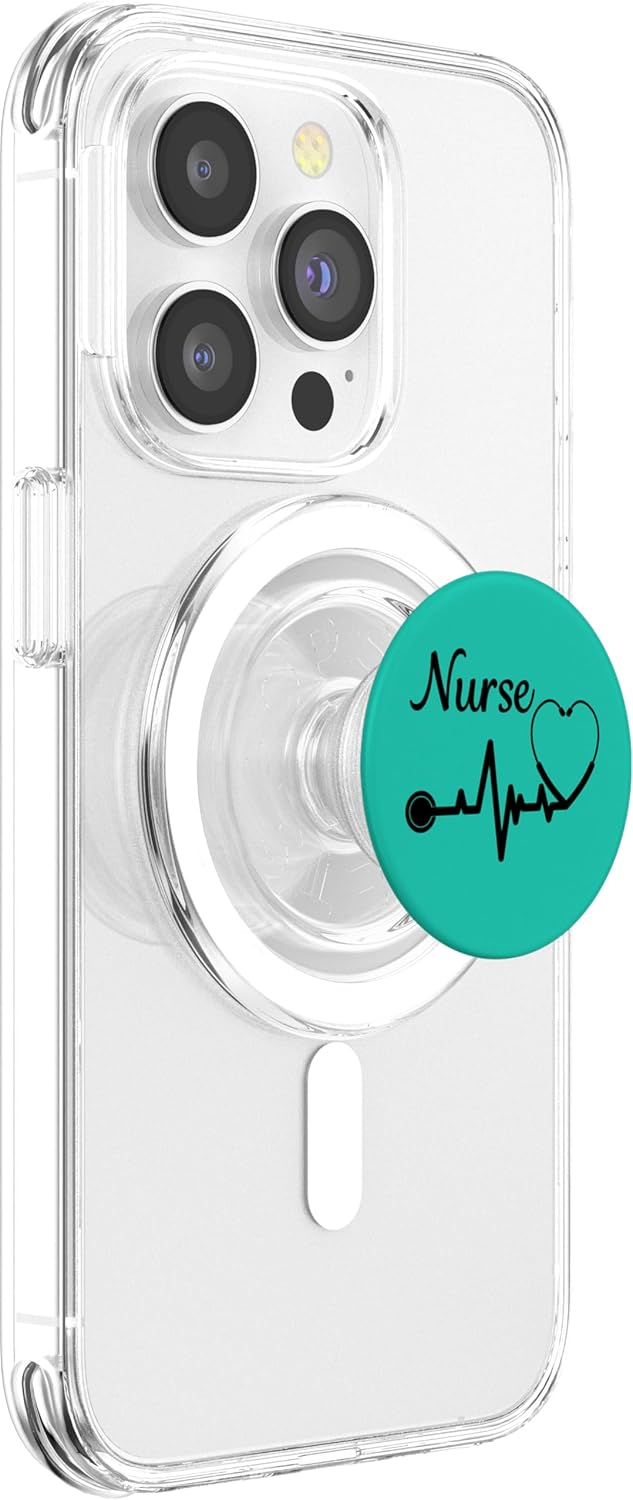 Womens Nurse phone accessory RN Heartbeat Gift PopSockets PopGrip: Swappable Grip for Phones & Tablets PopSockets PopGrip for MagSafe