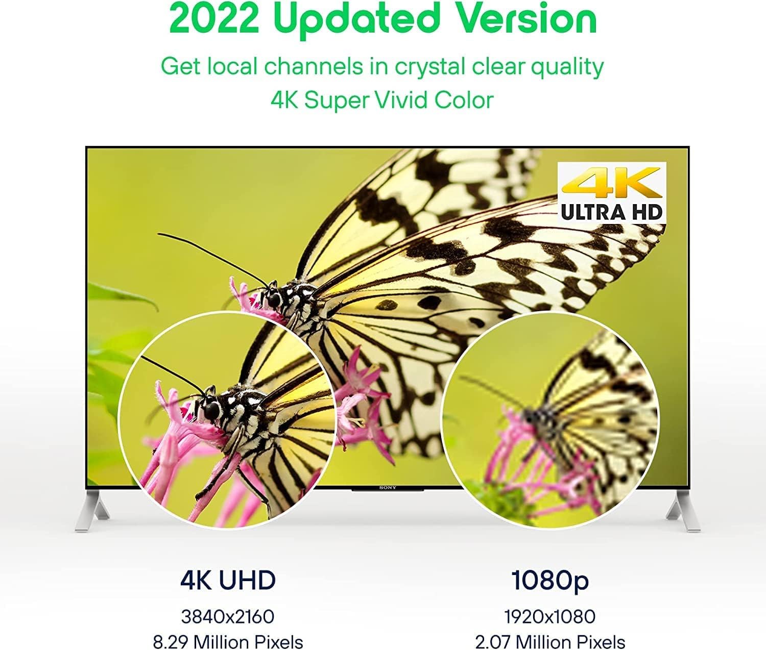 Digital TV Antenna 400 Miles Range HDTV - Support 4K 8K 1080p Fire tv Stick and All Older TV's - Smart Switch Amplifier Indoor Signal Booster - 12ft Coax Cable