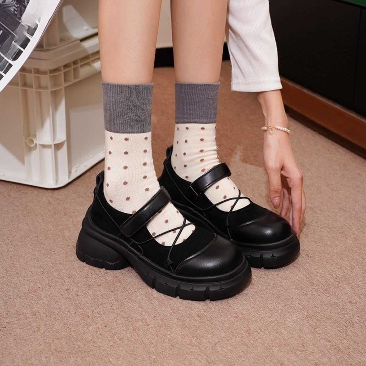 Womens Platform Mary Jane Sneakers Chunky Strap Walking Shoes Height Increasing Retro Vintage Gothic Balletcore Fashion Trainers for Daily Streetwear 2026 image 3
