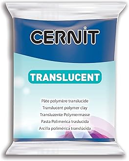 Cernit Polymer Clay - Translucent Series - 56 Grams Block - Made in Belgium (Sapphire)