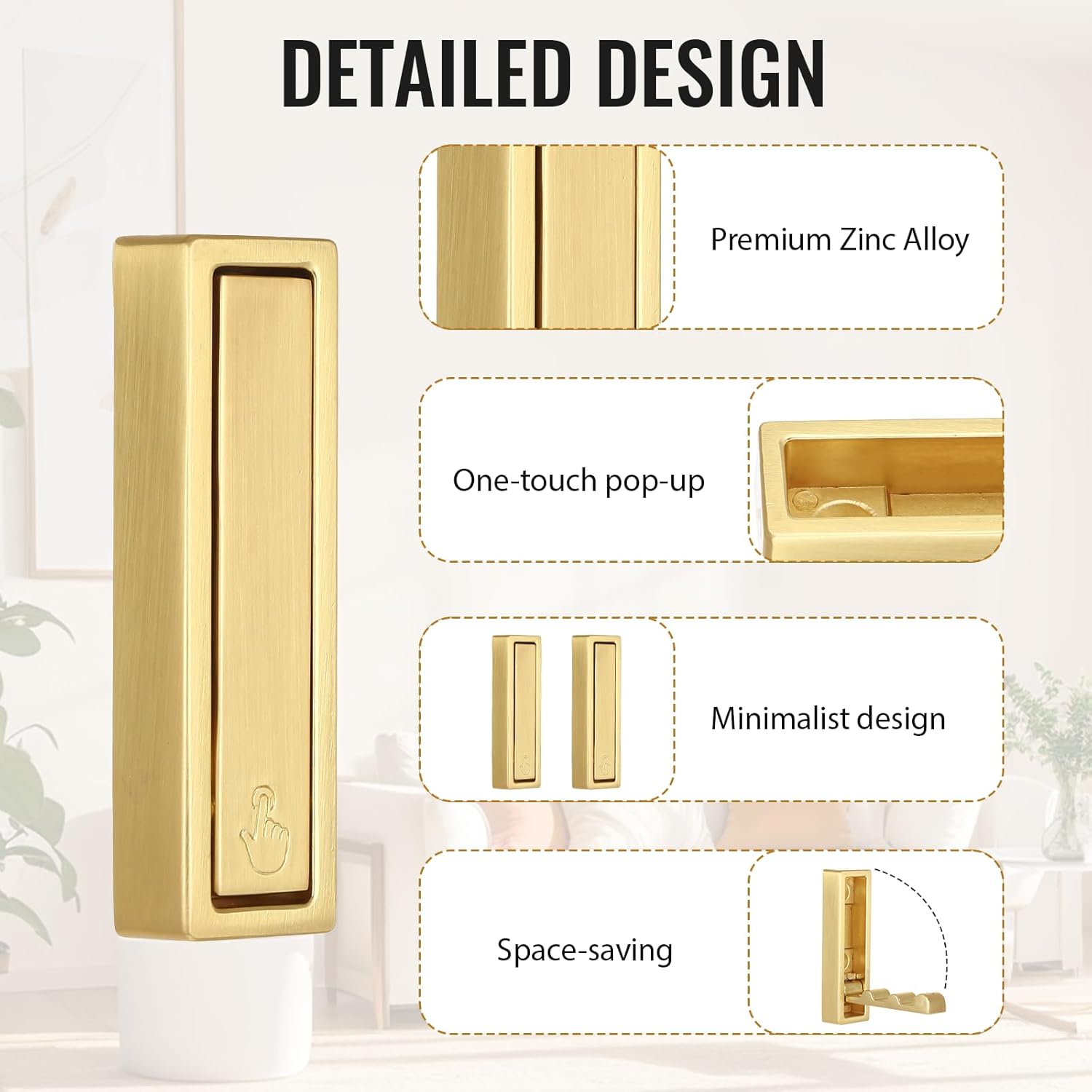 4 Pcs Folding Coat Hooks, Towel Hooks for Purse Hanger Laundry Room Organization, Coat Hook Bathroom Accessories Zinc Alloy Clothes Key Hooks for Wall, Towel, Key, Hat, Bag, Jacket, Backpack (Gold)