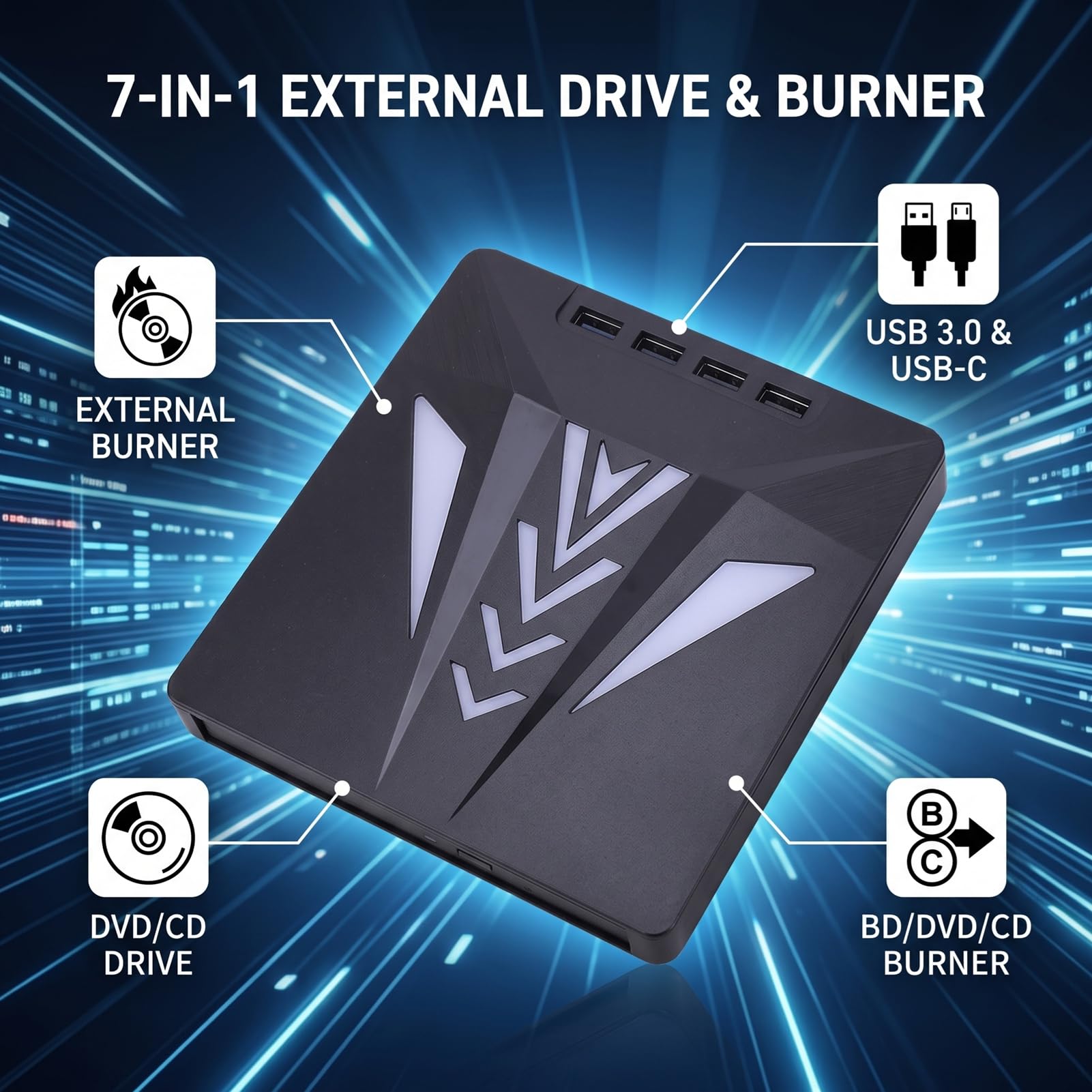 Unidad de CD Externa, Grabadora de CD, Grabadora de y DVD Externa