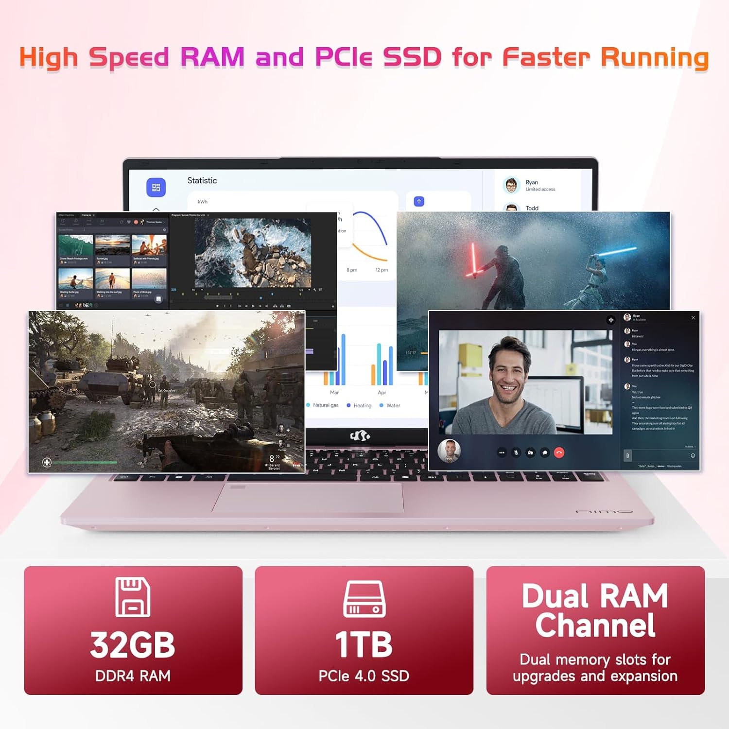 NIMO 17.3" IPS FHD-Business-Laptop, Intel 6 Core i3-1215U 32GB RAM 1TB SSD (Beat i5-1135G7 Up to 4.4GHz) Computer with 65W Type C Fingerprint Backlit Keyboard Wi-Fi 6 Numpad Win 11