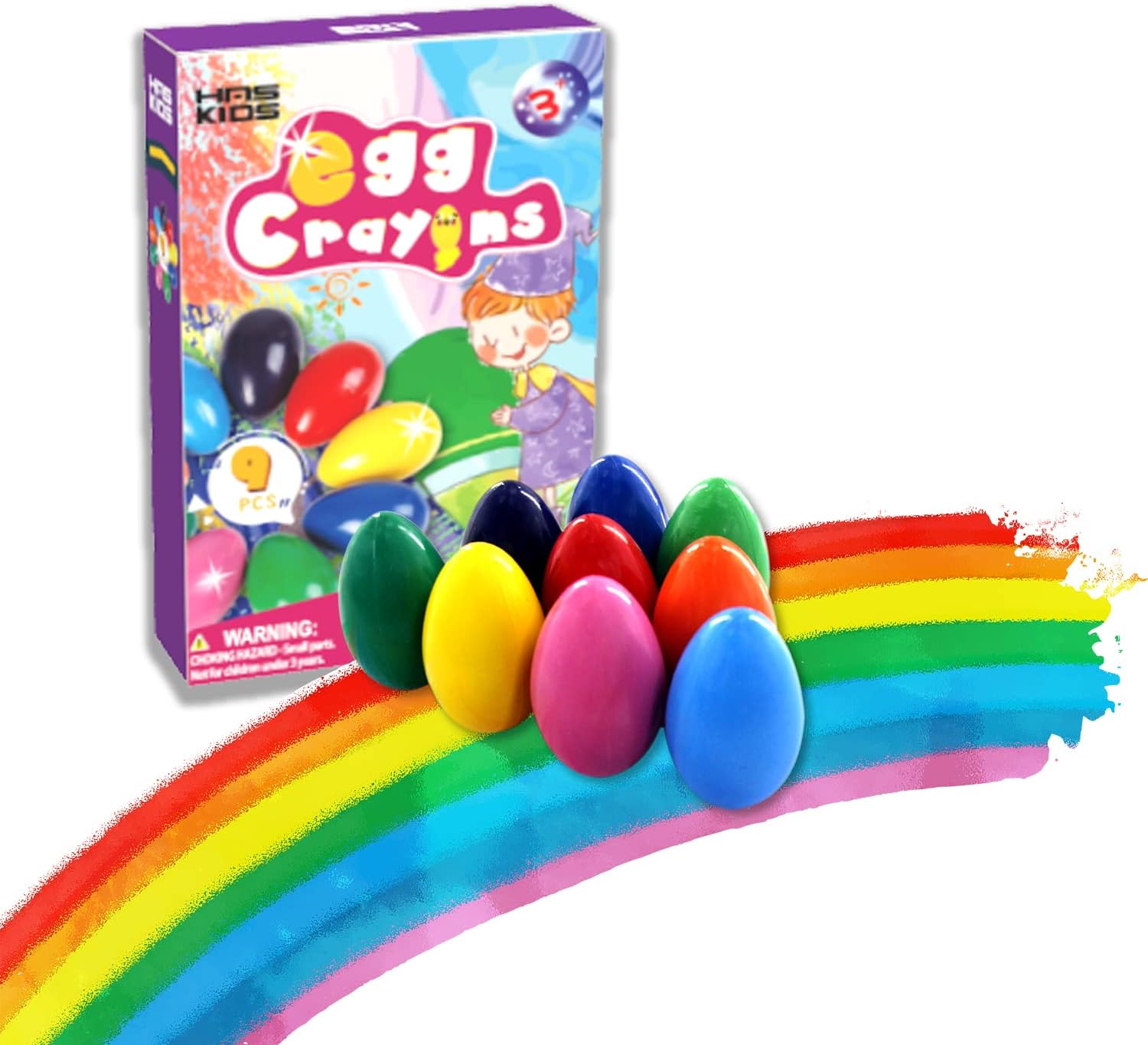 HAS KIDS Egg Crayons for Toddlers 9 Colors Washable