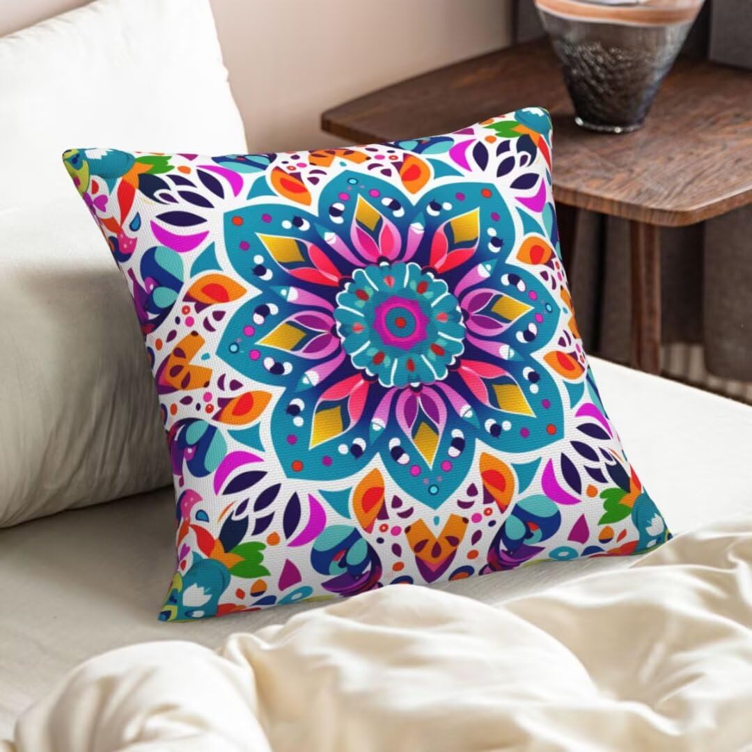 2 Pezzi Cuscini da Esterno Impermeabili Colorato Federe Cuscini Divano 60x60 cm Mandara Copri Cuscini per Divano Decorativo Quadrate Federe Cuscino per Auto, Casa, Caffè, Giardino, Esterni -FS547