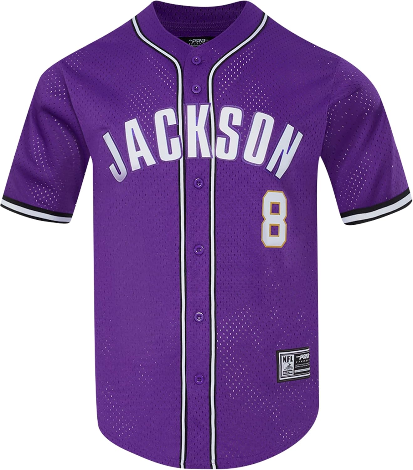 Pro Standard Men's Lamar Jackson Purple Baltimore Ravens Mesh Button-Up Baseball Jersey, X-Large