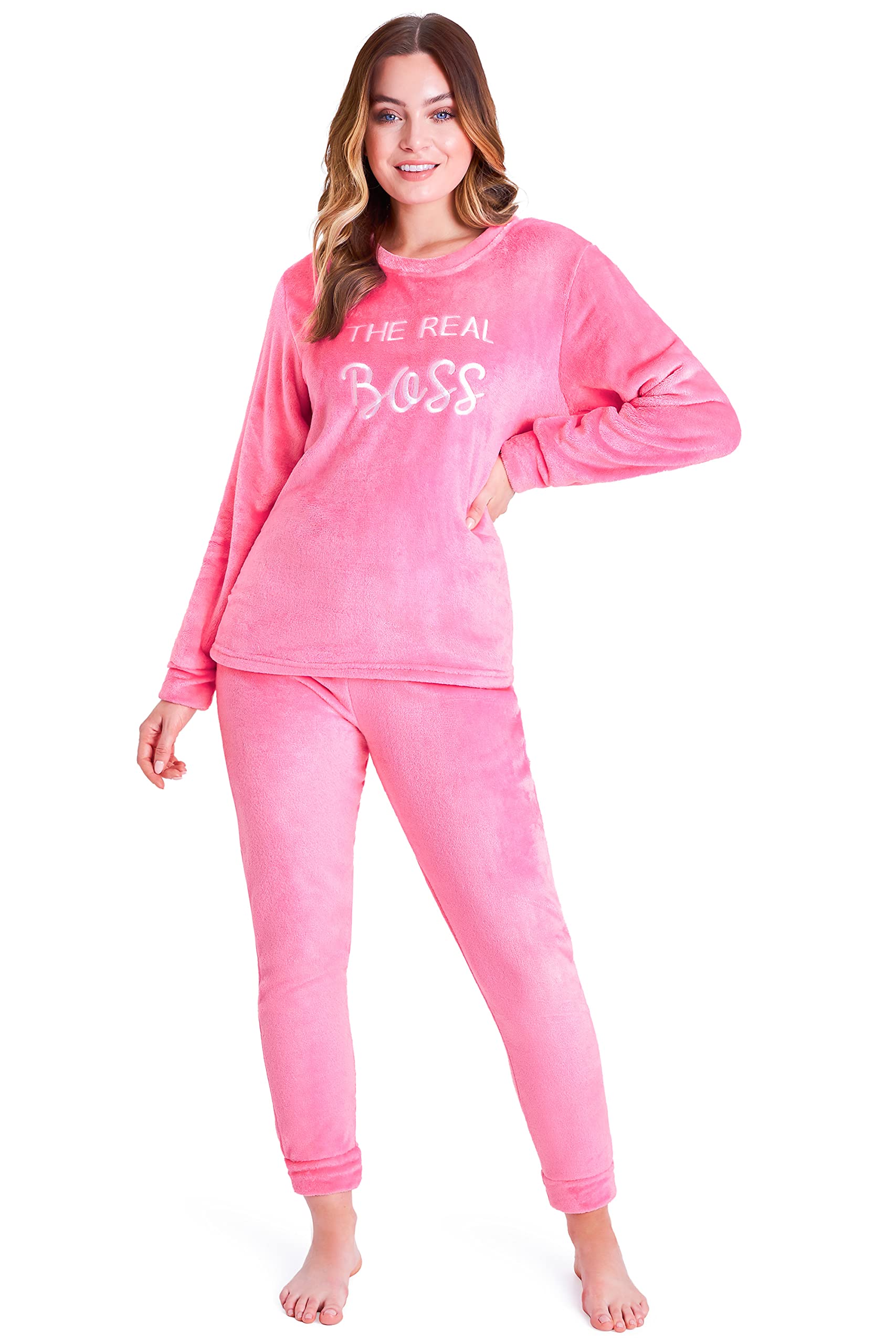 CityComfort Ladies Pyjamas Set, Womens Loungewear Pyjamas, Comfy Warm Soft Loungewear PJs (M, Pink)