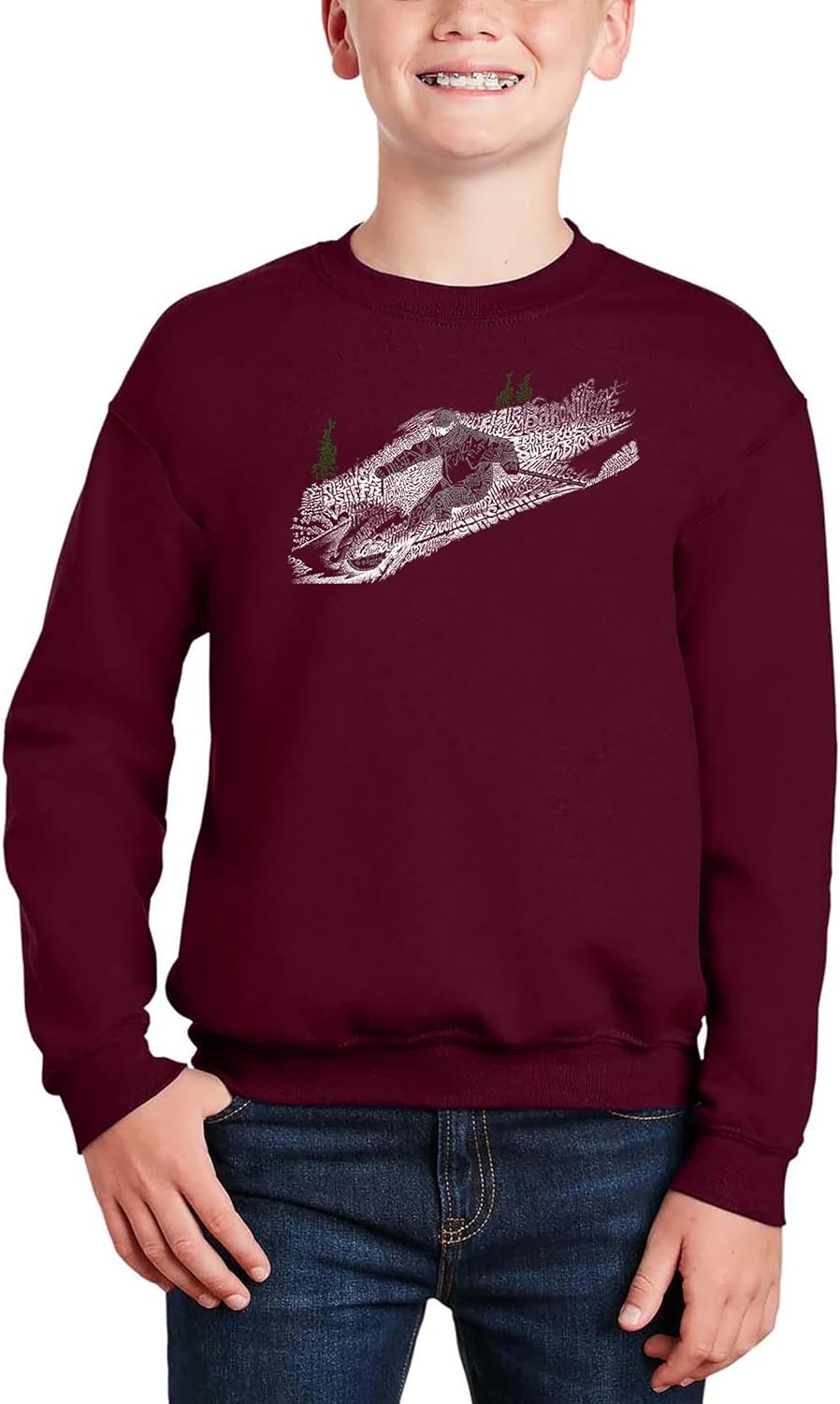Ski - Boy's Word Art Crewneck Sweatshirt