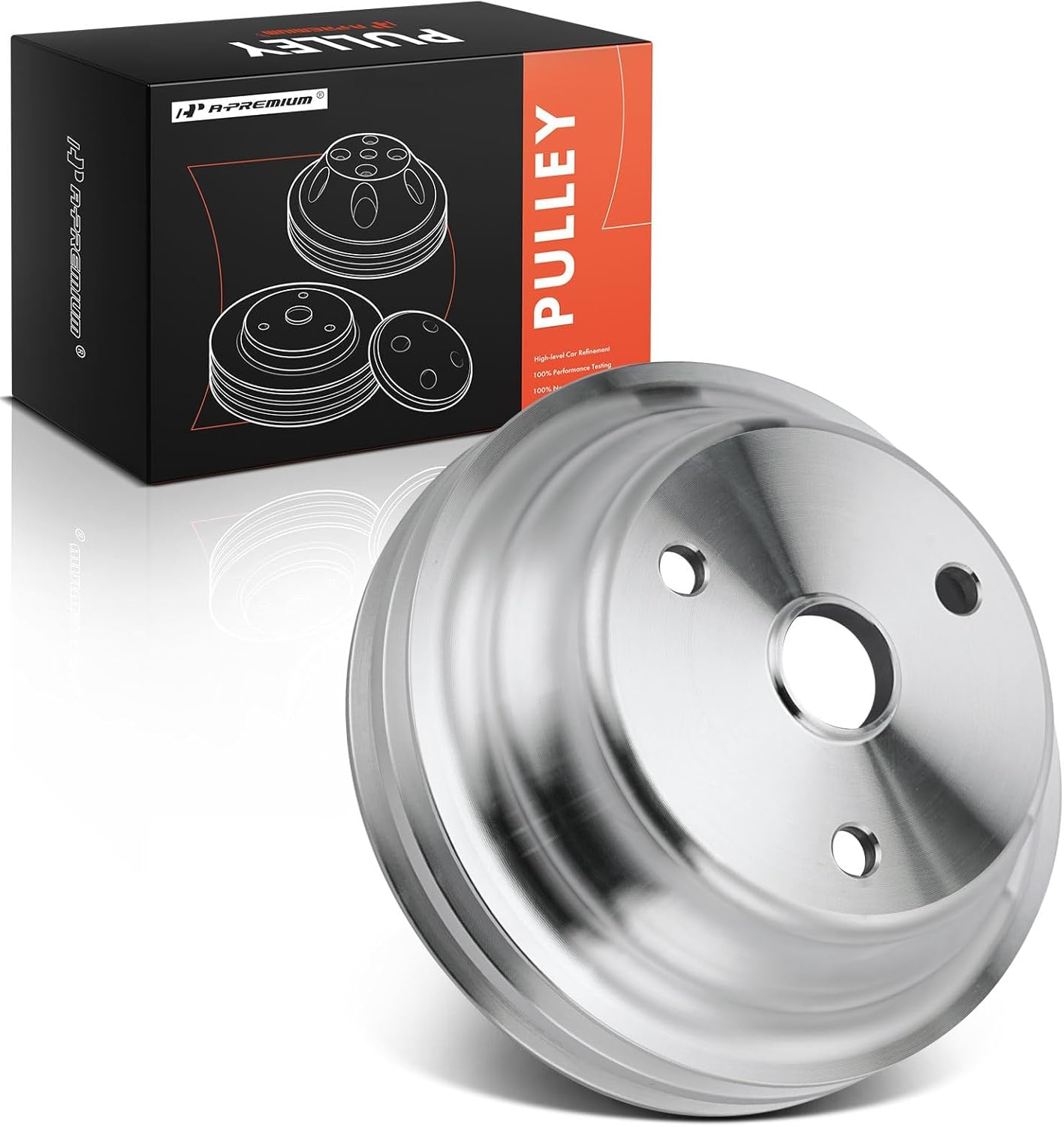 A-Premium 6.6 Inch Crankshaft Pulley with Double-Groove Machined Aluminum Compatible with 1969-1985 Chevrolet Small Block V8 262, 265, 267, 283, 302, 305, 307, 327, 350, 400, Long Water Pump