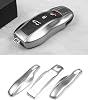 Porsche Macan Cayenne 718 Key Case Key Cover, Car Key Protection Key Chain for Porsche Cayman Panamera 911 Boxster GT Silver