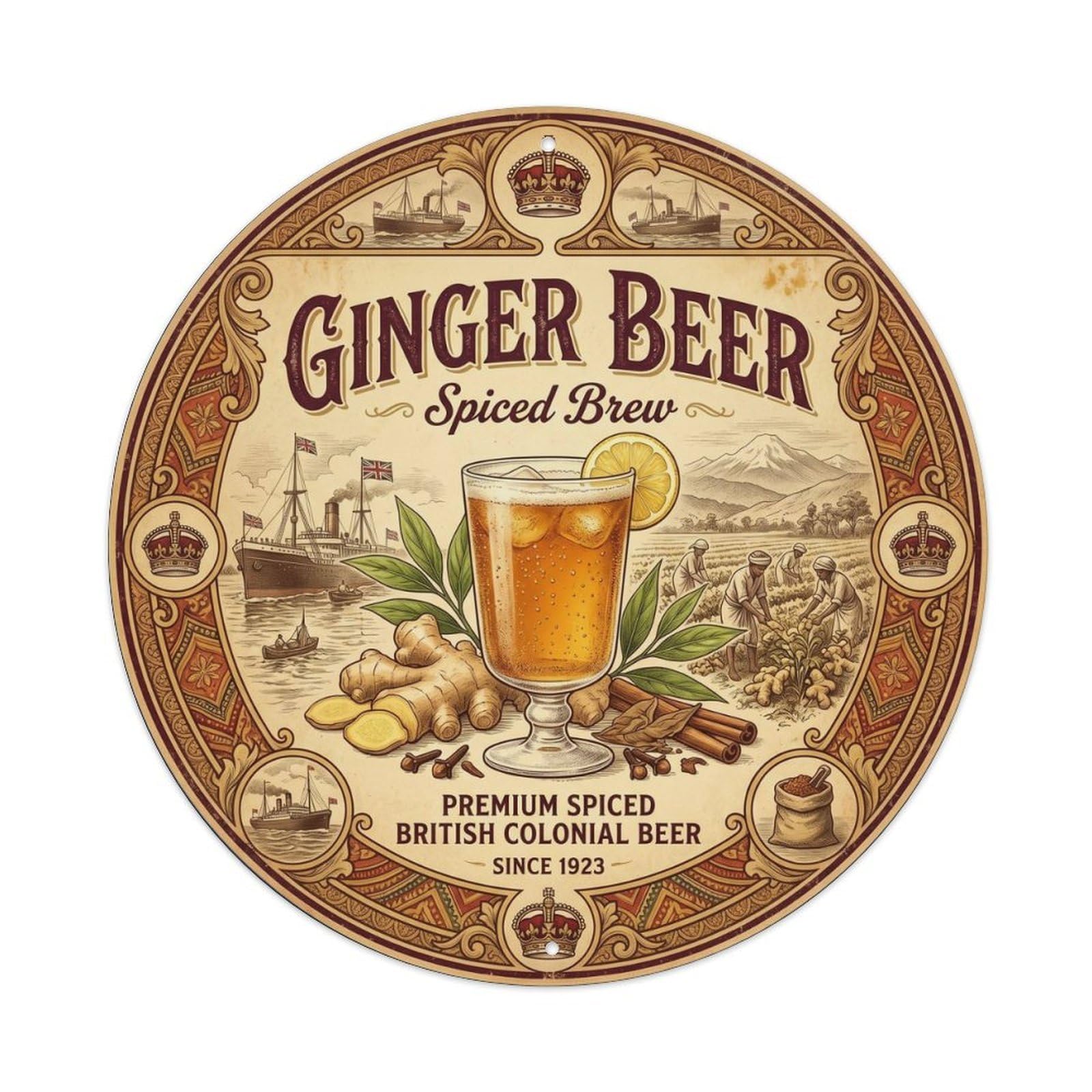 Ginger Beer Flavored Tavern Culture Vintage Sour Brew Metal Tin Sign