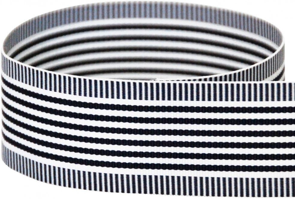 USA | American Made 1-1/2" Black & White Taffy Striped Grosgrain Ribbon - 100 Yards