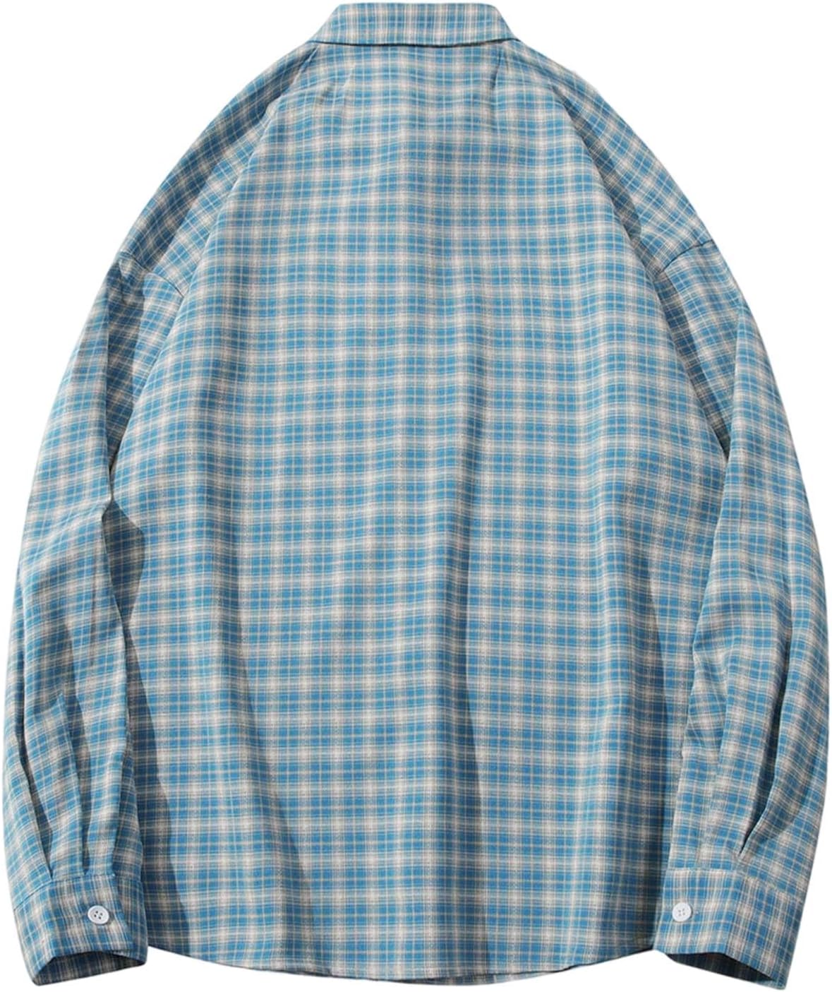 Mens Plaid Cotton Shirts Long Sleeve Button Down Casual Shirt Jacket Lightweight Stylish Work Blouse Fashion Fall Blouse