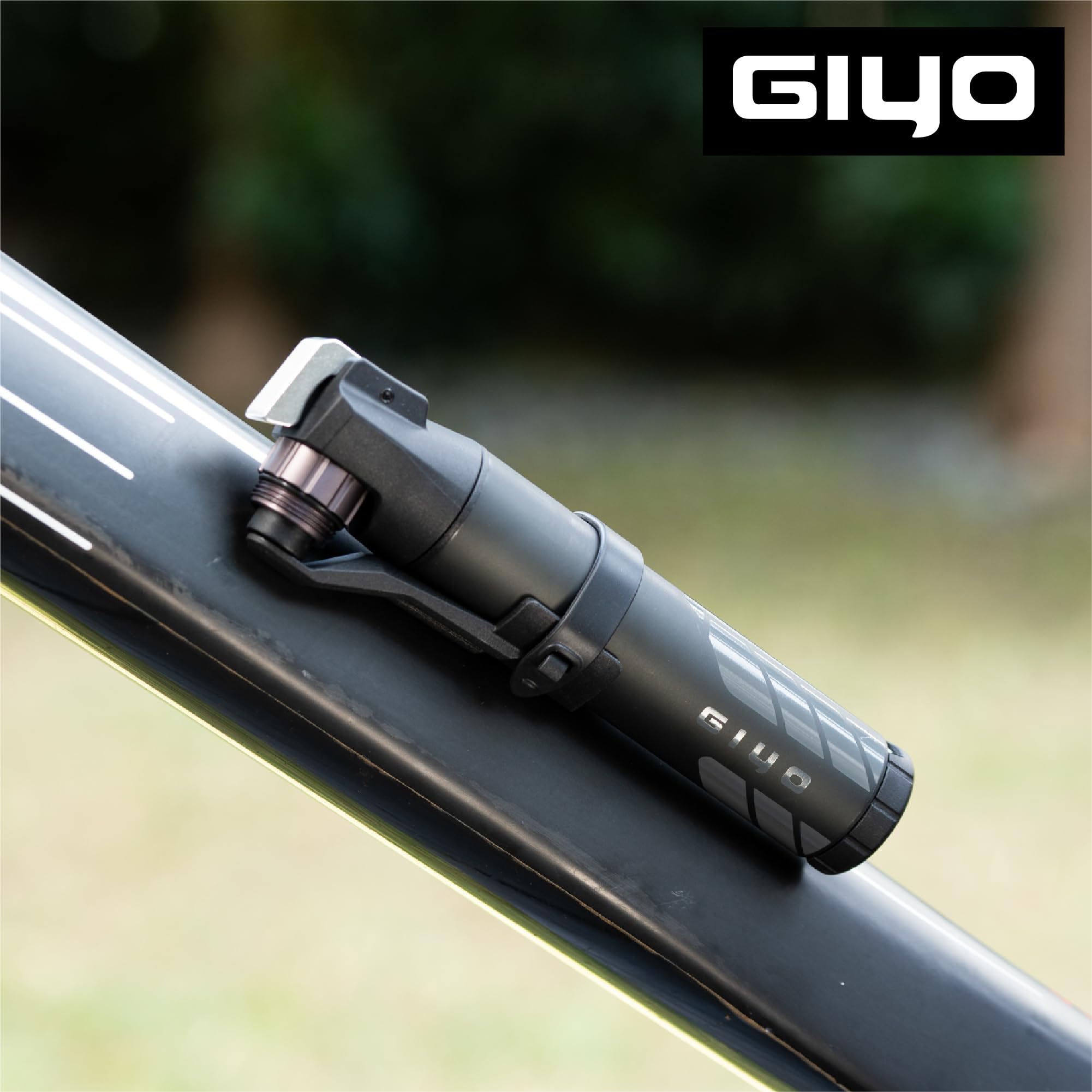 GIYO GM-45CT Mini pompka rowerowa, 2-stopniowa o dużej objętości (80cc) / wysokociśnieniowa aluminiowa pompka (7 bar) do rowerów górskich, sprytny podwójny wentyl (Presta/Schrader/Dunlop), wielkości