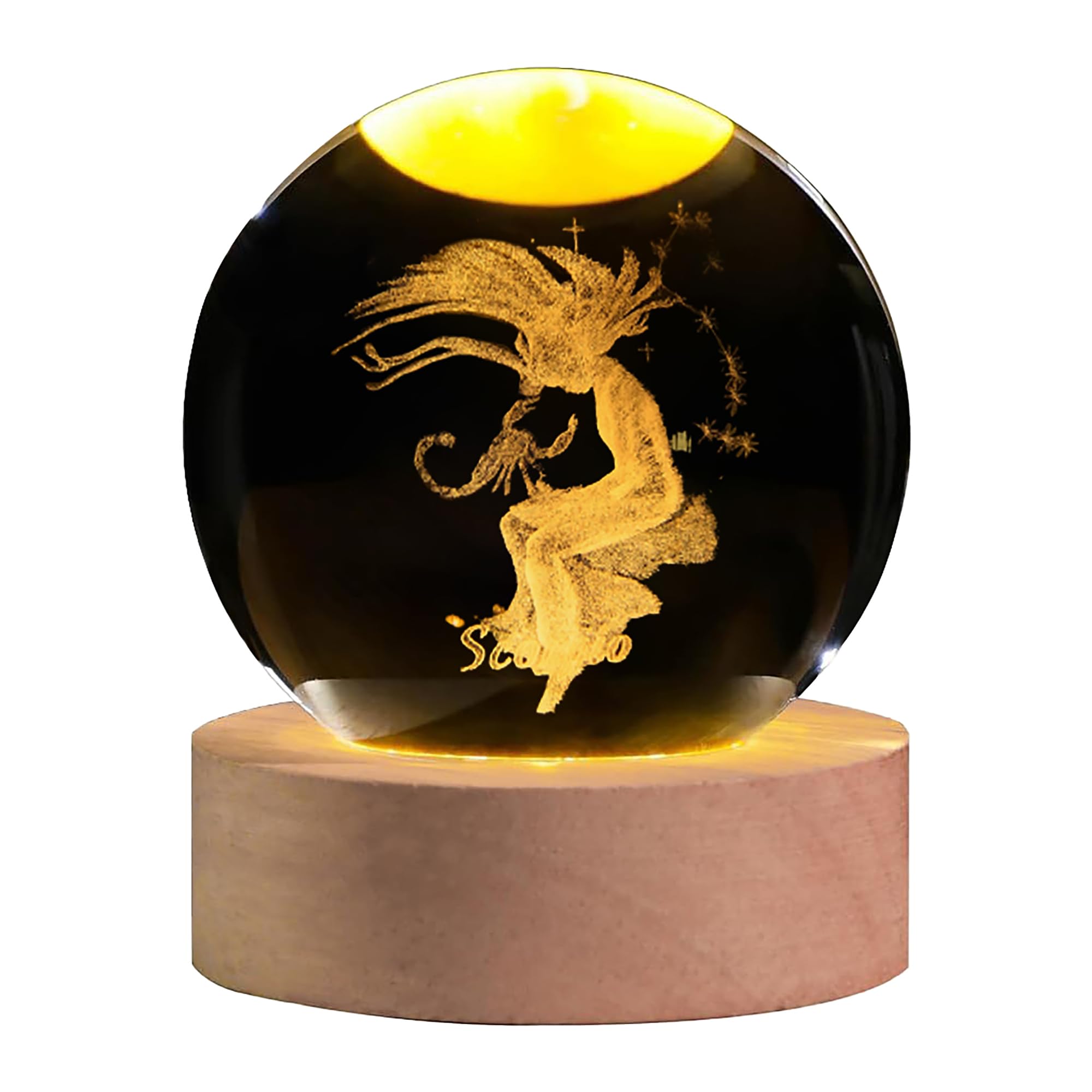 QIANCHANG 3D Laser Etched Scorpio Crystal Ball