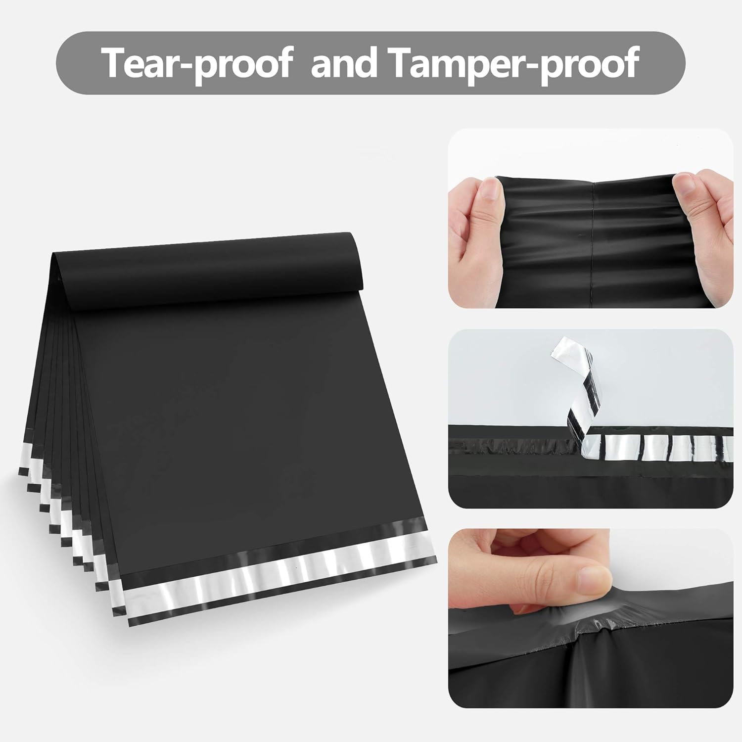 Famagic Poly Mailers, 50pc 24x24 Inch Shipping Bags, Opaque Packaging Bags for Small Business, Tearproof and Waterproof Chic Mailing Envelopes for Clothing Supplies, Self Seal Mailers Bags Black