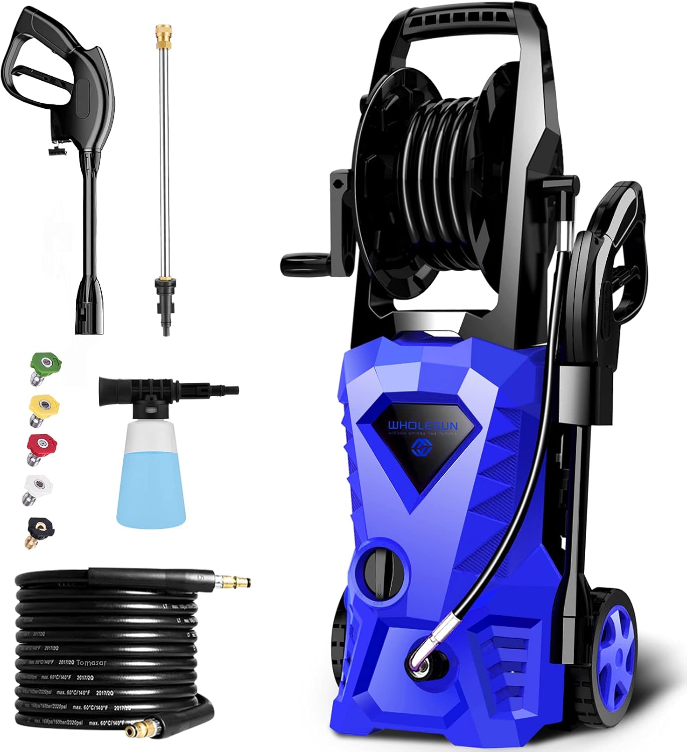 WHOLESUN 3000PSI Pressure Washer Electric 1.8GPM 1600W High Power Washer Machine with Spray Gun & 5 Nozzles (Blue) : Patio, Lawn & Garden