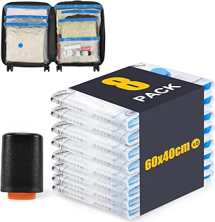 BoxLegend Vakuumbeutel mit 1400mAh Elektropumpe 8 Stück S*60x40cm, Vakuum Aufbewahrungsbeutel Reise Vakuum Wiederverwendbar Kleiderbeutel für Kleidung Bettdecken Bettwäsche Kissen Wolldecken