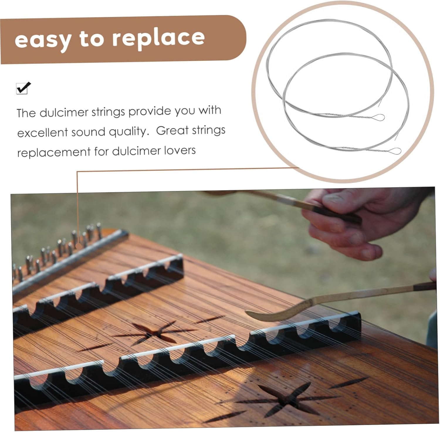 ibasenice 10pcs Dulcimer String Replacement Parts Durable Steel Accessories for Dulcimer Instruments Quality Tested Easy to Use for Musicians Seeking Reliable Performance