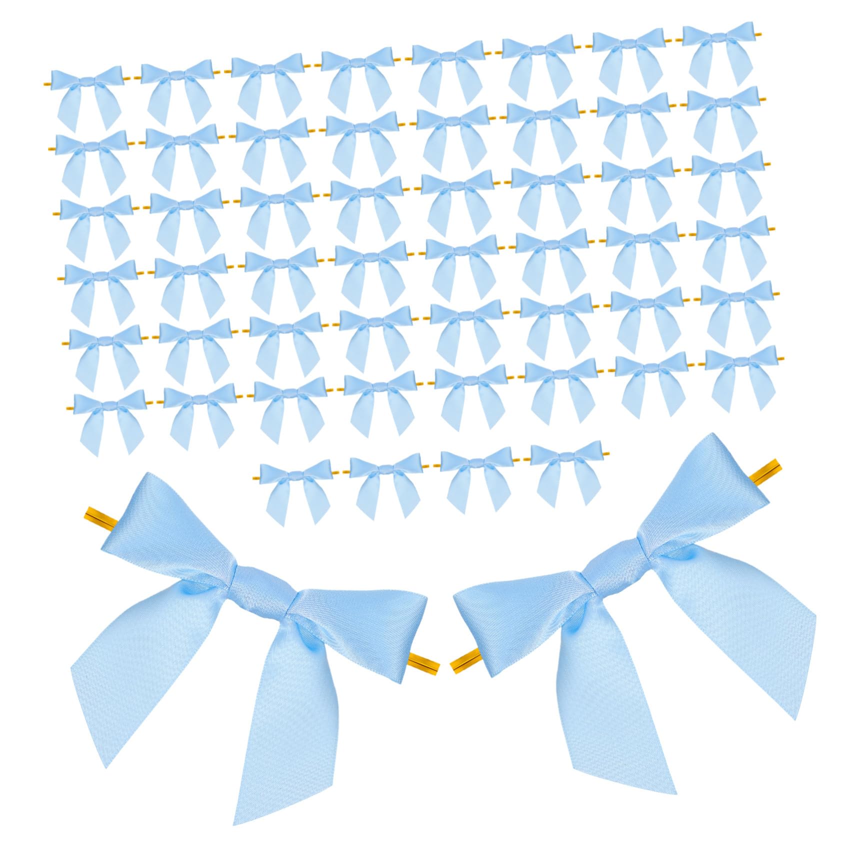 PLAFOPE 100 Piezas Lazos para Bolsas Regalo Azul Moños Preatados para Manualidades Decoración de Fiestas Bodas y Cumpleaños