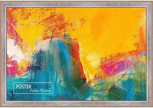 Miniatura 6 de Marco de madera maciza con acabado plateado de peltre antiguo de 15 x 22 pulgadas, acrílico UV, respaldo de espuma y accesorios para colgar incluidos