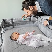 Vista 6 de Protector de colchón impermeable Pack and Play (solo funda) 39 x 27 pulgadas, compatible con Graco Pack and Play & Dream On Me & Pamo Babe, tela
