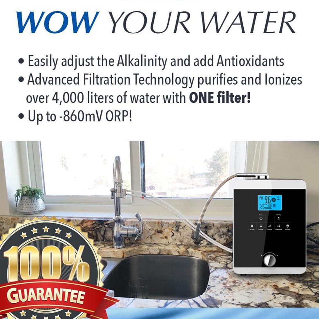Ionizzatore Acqua Alcalina, Purificatore Macchina Generatore Di Idrogeno, Filtro per Acqua Potabile Acida Alcalina Domestica Lcd 3,8 Pollici, 8000 Litri per Filtro, Voce Intelligente