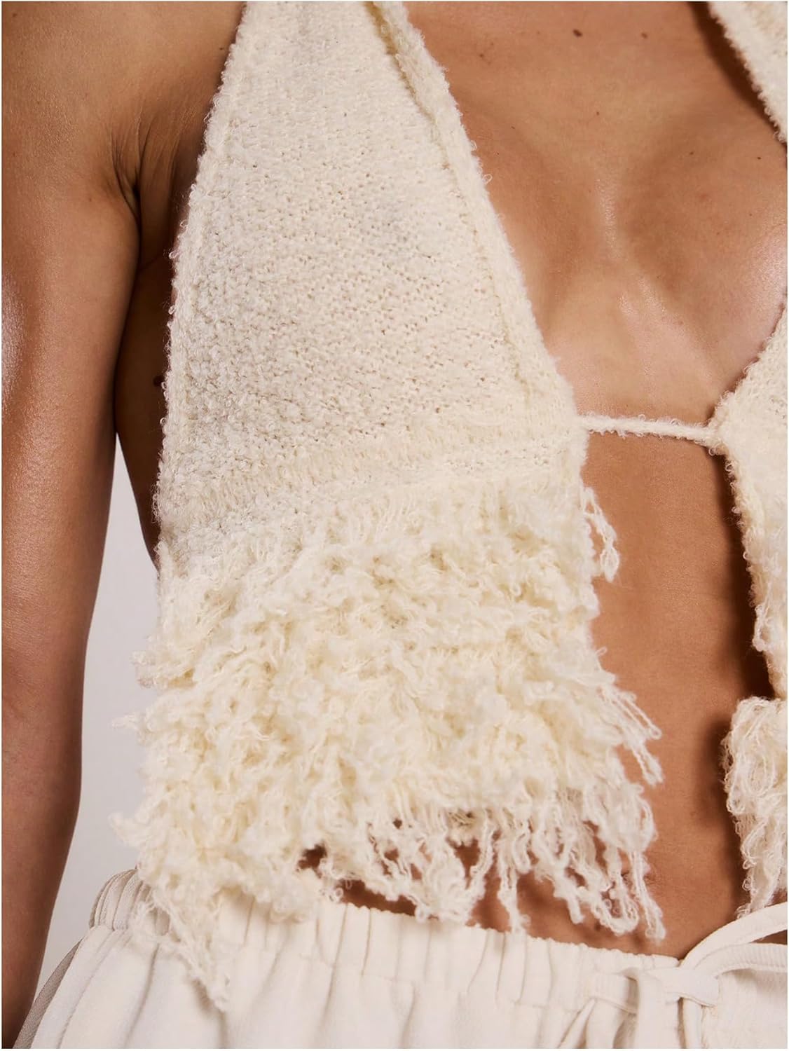 MakeMeChic Women's Open Back Halter Crop Tops Sleeveless Knit Party Club Tank - Image 5