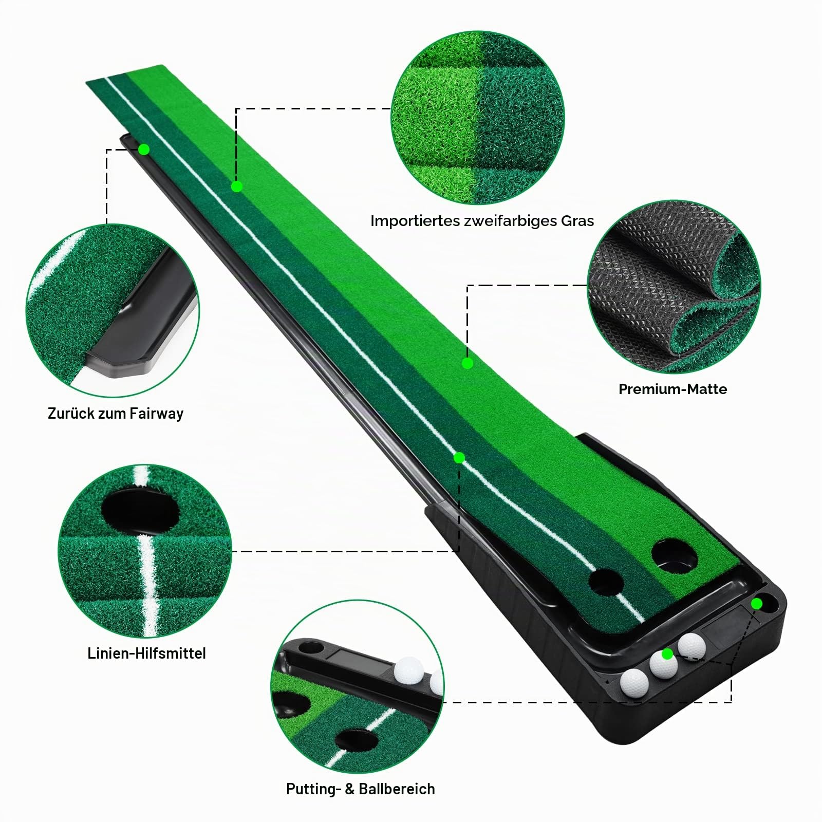 Signstek Golf Putting Matte mit automatischer Ballrückgabe
