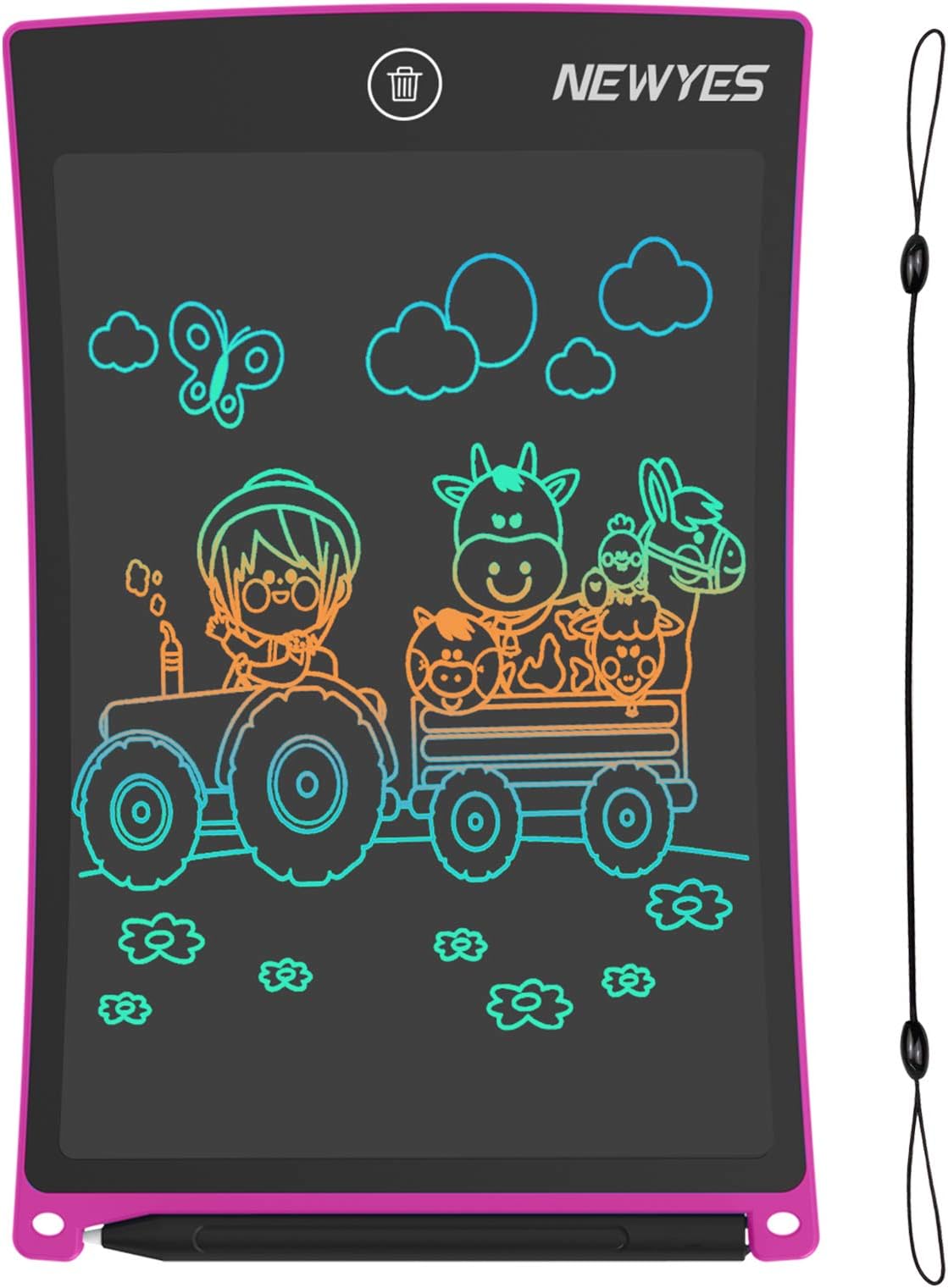 NEWYES8.5-Inch LCD Writing Tablet-Can Be Used as Office Whiteboard Bulletin Board Kitchen Memo Notice Fridge Board Large Daily Planner Gifts for Kids Black (Pink-colorful)