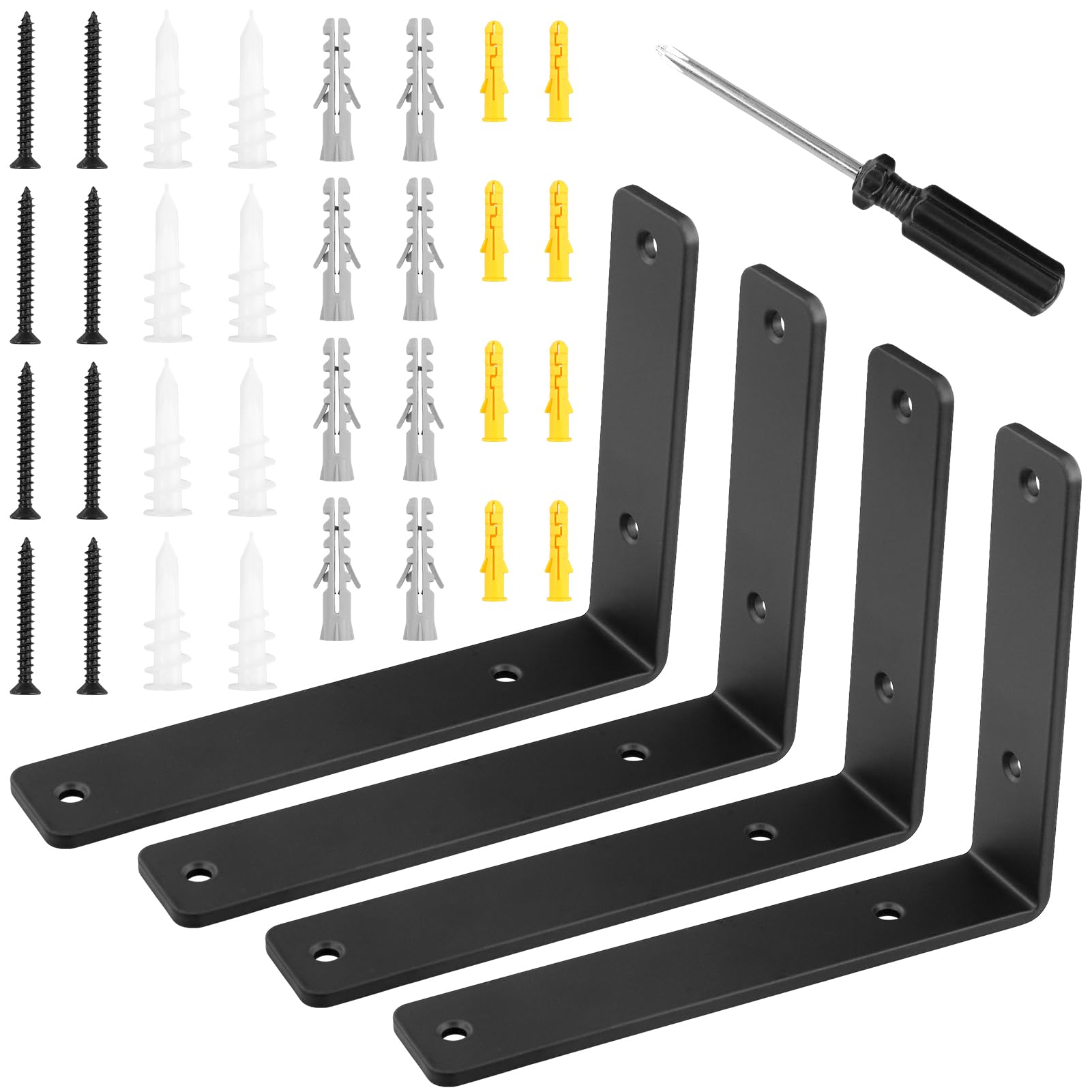 Équerre d'étagère charge lourde 200mm à angle 90° pour fixation murale stable et sécurisée